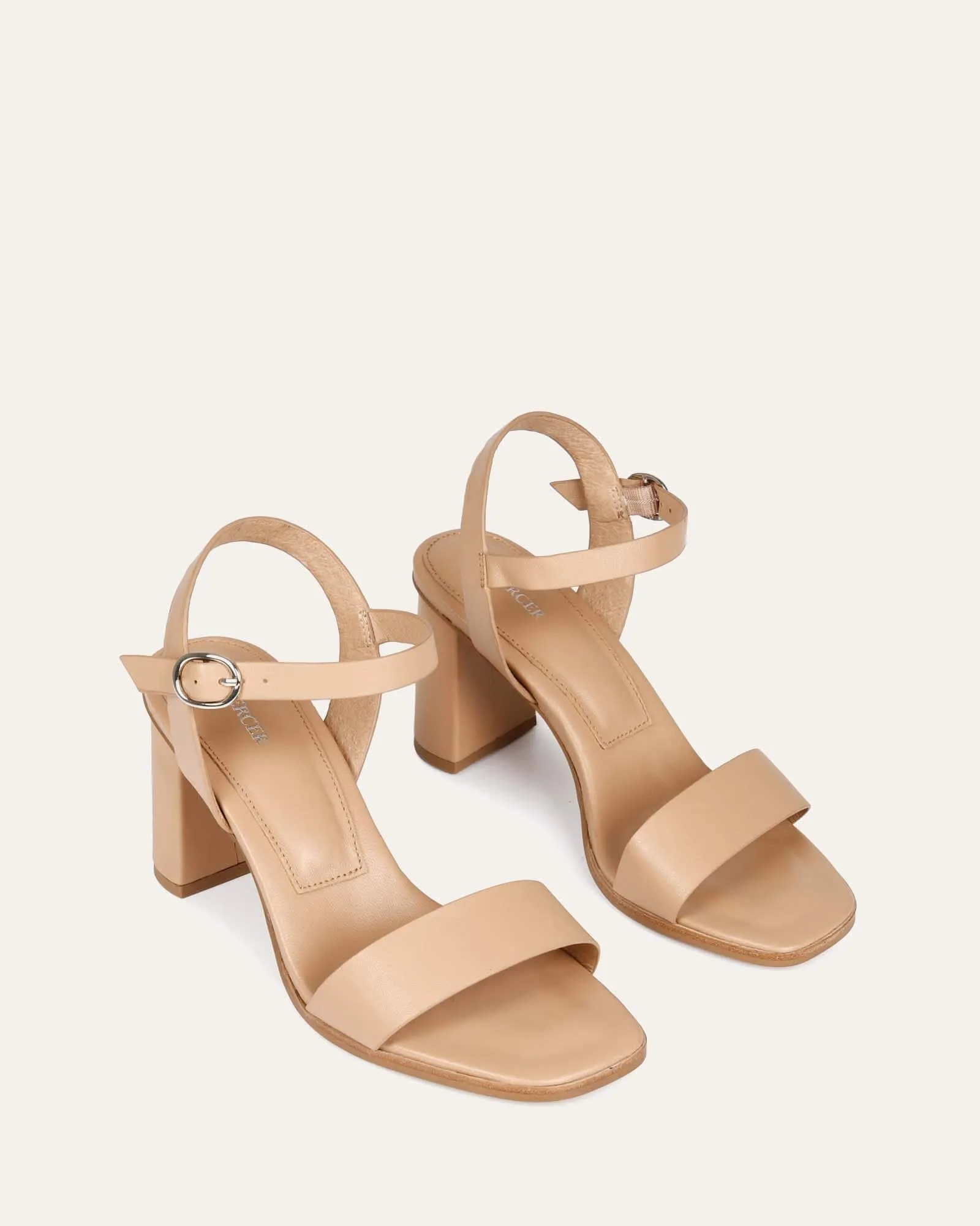 CALAIS HIGH HEEL SANDALS BEIGE LEATHER