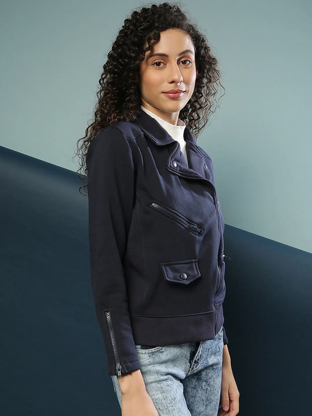 Campus Sutra Women Solid Stylish Casual Jacket