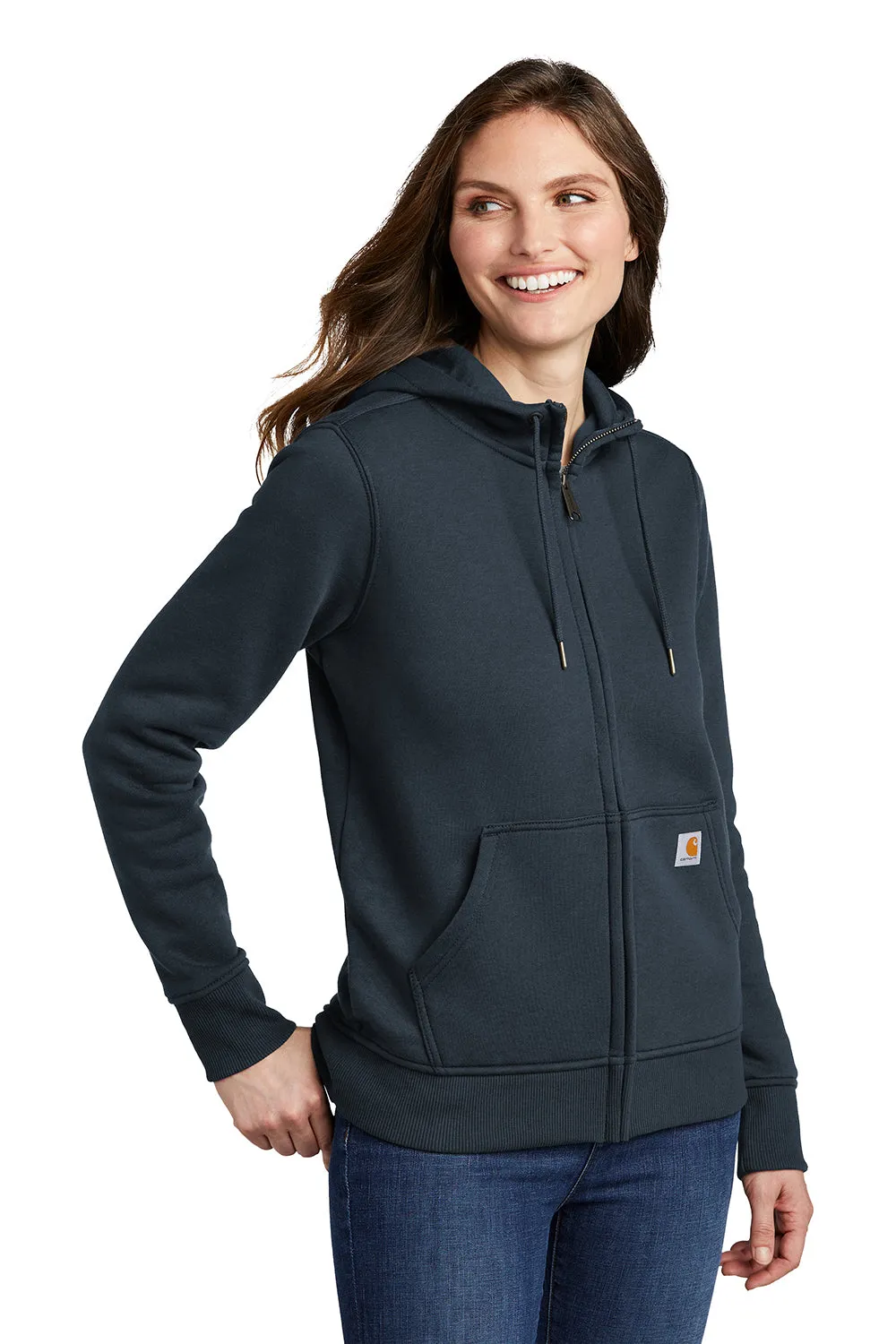 Carhartt Womens Clarksburg Full Zip Hooded Sweatshirt Hoodie w/ Pockets - Navy Blue
