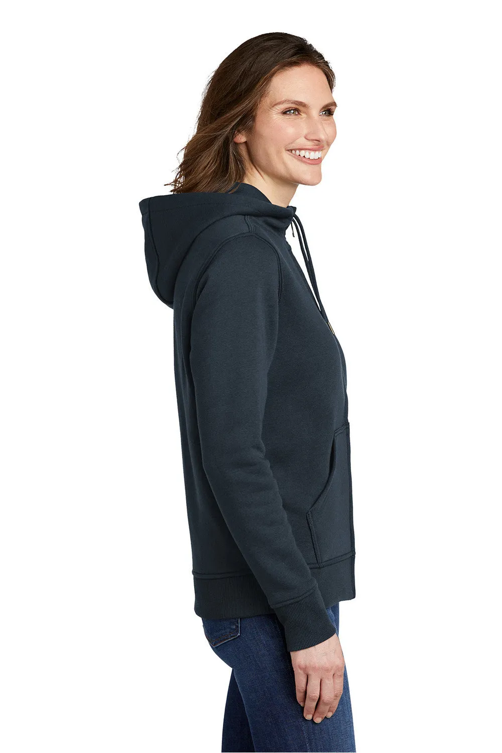 Carhartt Womens Clarksburg Full Zip Hooded Sweatshirt Hoodie w/ Pockets - Navy Blue