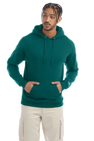 Champion Mens Double Dry Eco Moisture Wicking Fleece Hooded Sweatshirt Hoodie w/ Pouch Pocket - Emerald Green