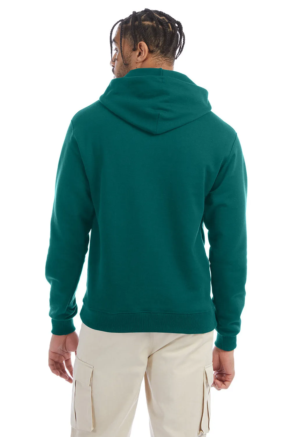 Champion Mens Double Dry Eco Moisture Wicking Fleece Hooded Sweatshirt Hoodie w/ Pouch Pocket - Emerald Green