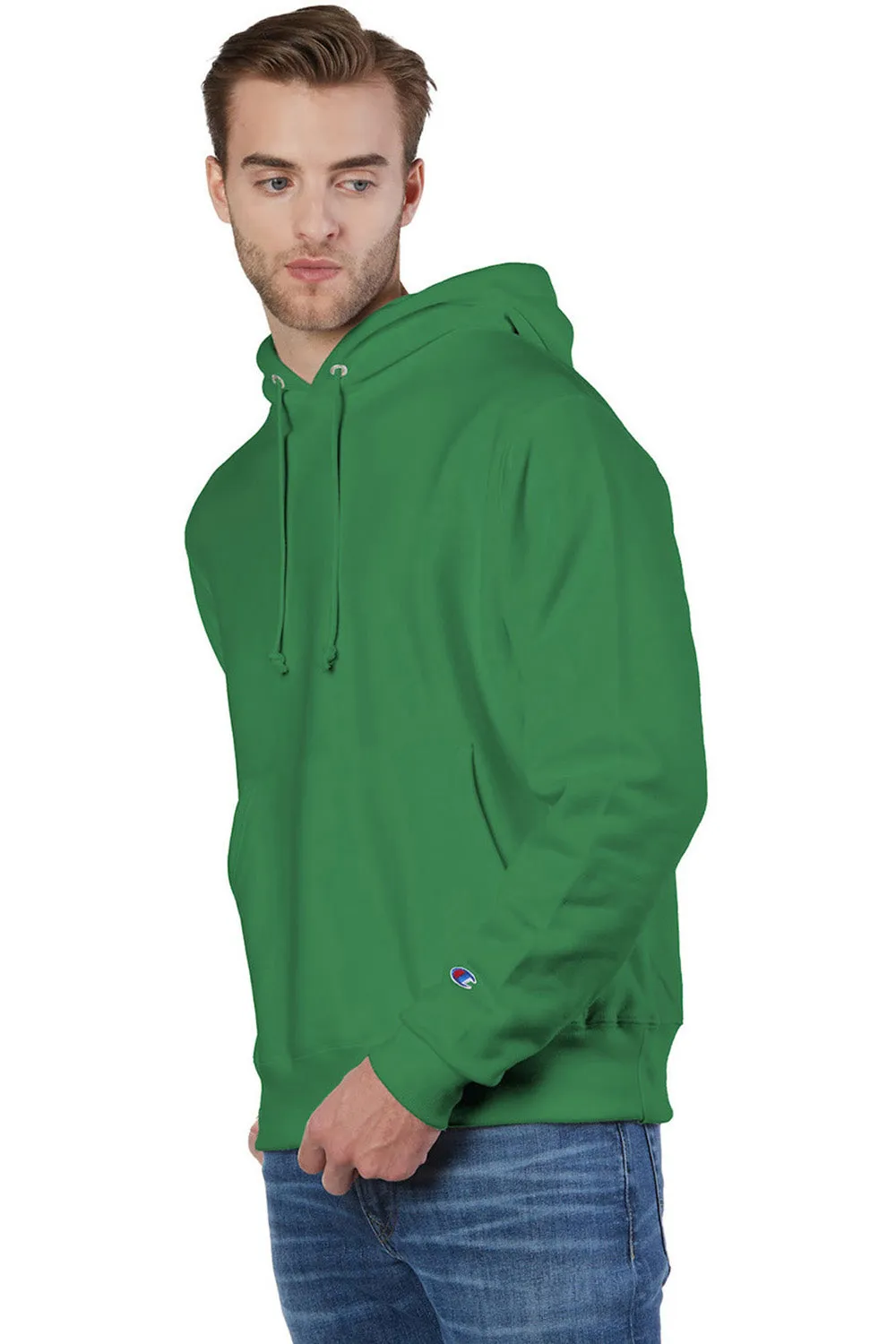 Champion Mens Shrink Resistant Hooded Sweatshirt Hoodie w/ Pouch Pocket - Kelly Green