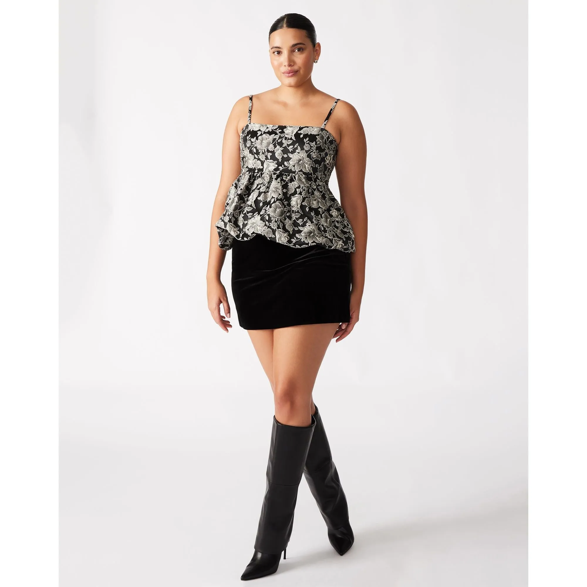 Cindi Velvet Skort Black