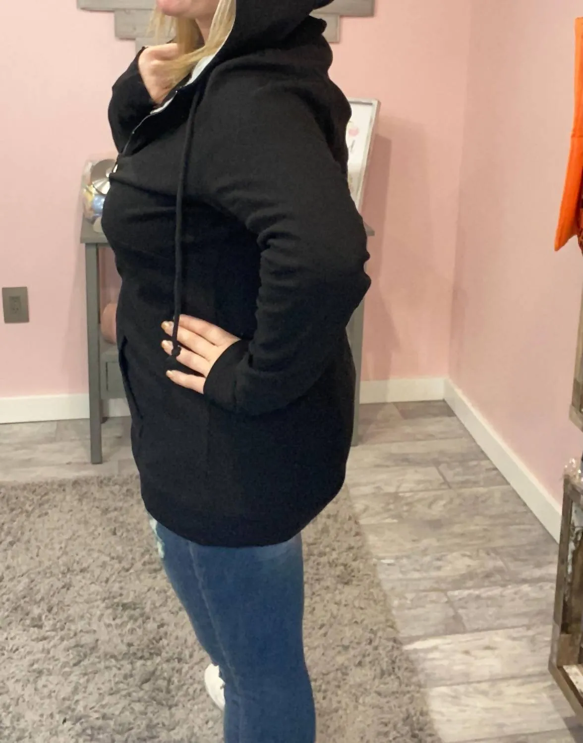 Classic Black Half Zip Hoodie