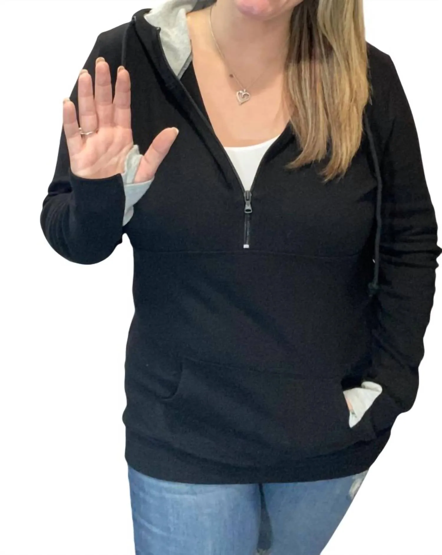 Classic Black Half Zip Hoodie