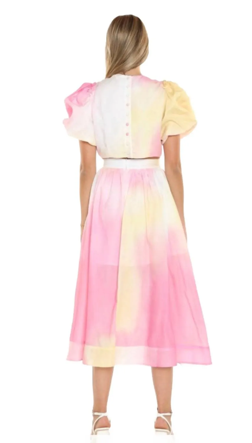 Cloud Burst Puff Sleeve Skirt Set In Pink