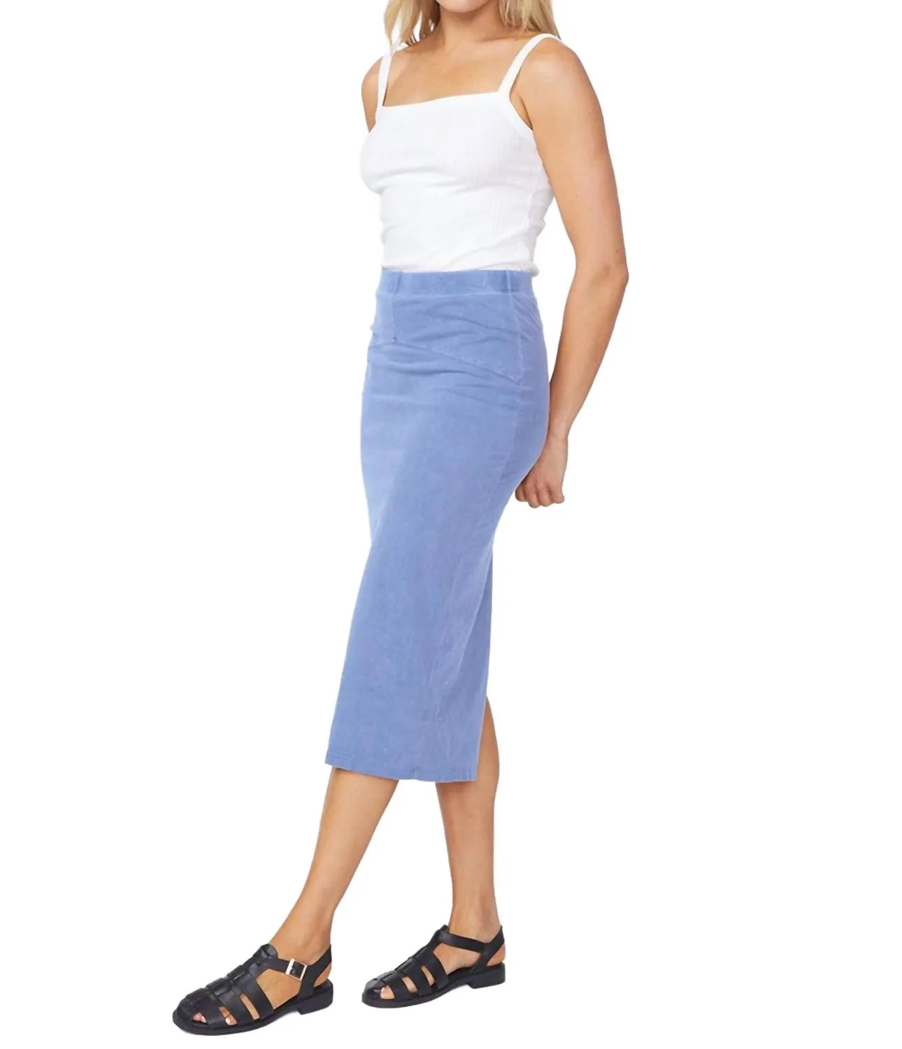 Cloud Jersey Midi Skirt In Sea
