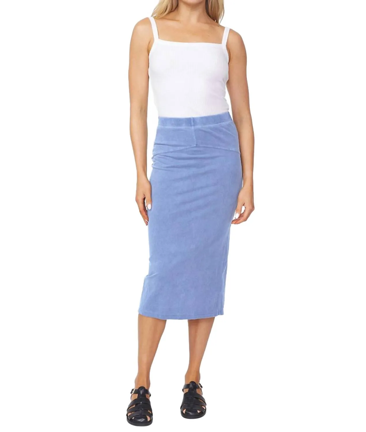 Cloud Jersey Midi Skirt In Sea