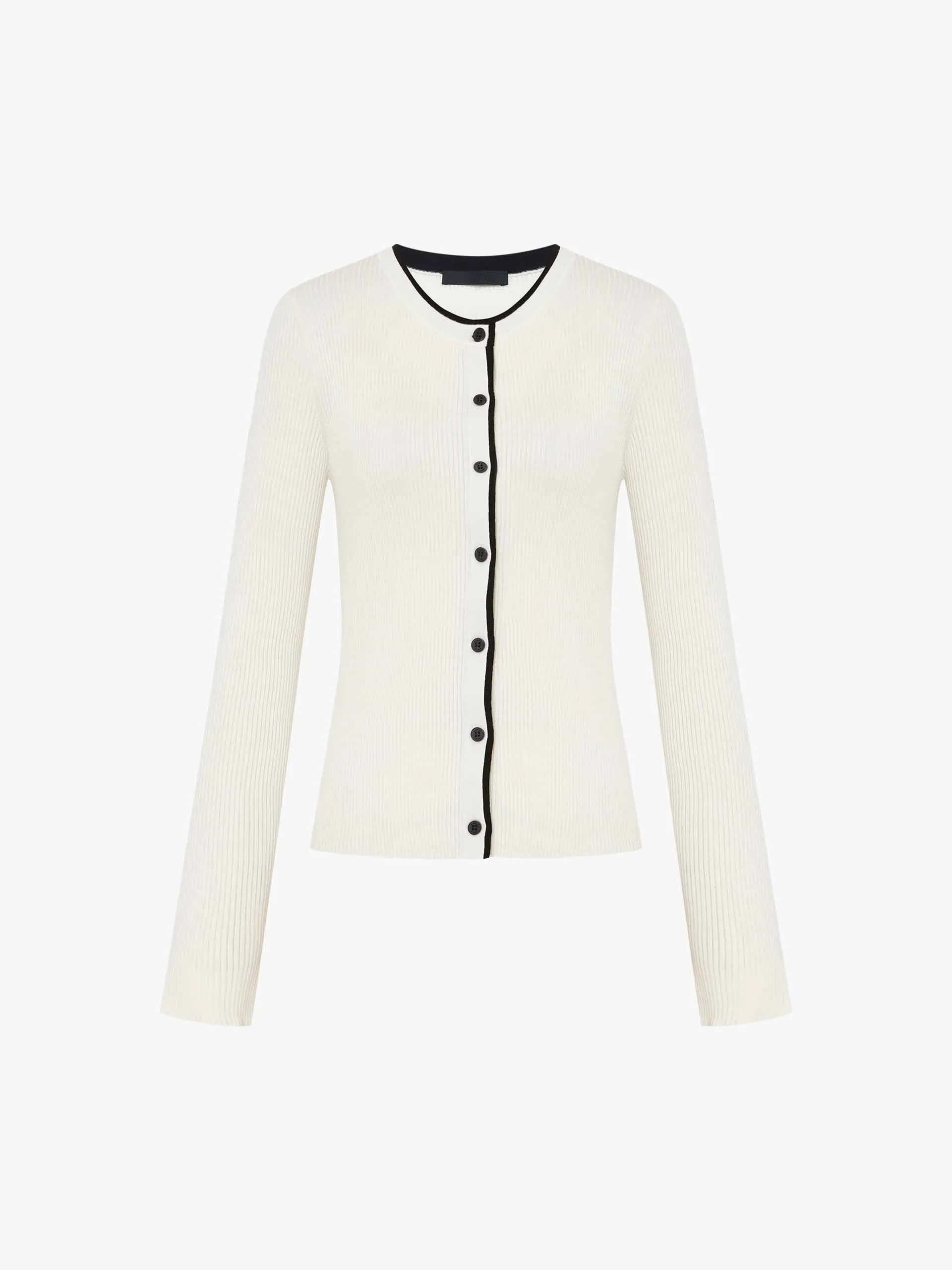 Contrast Placket Knit Cardigan