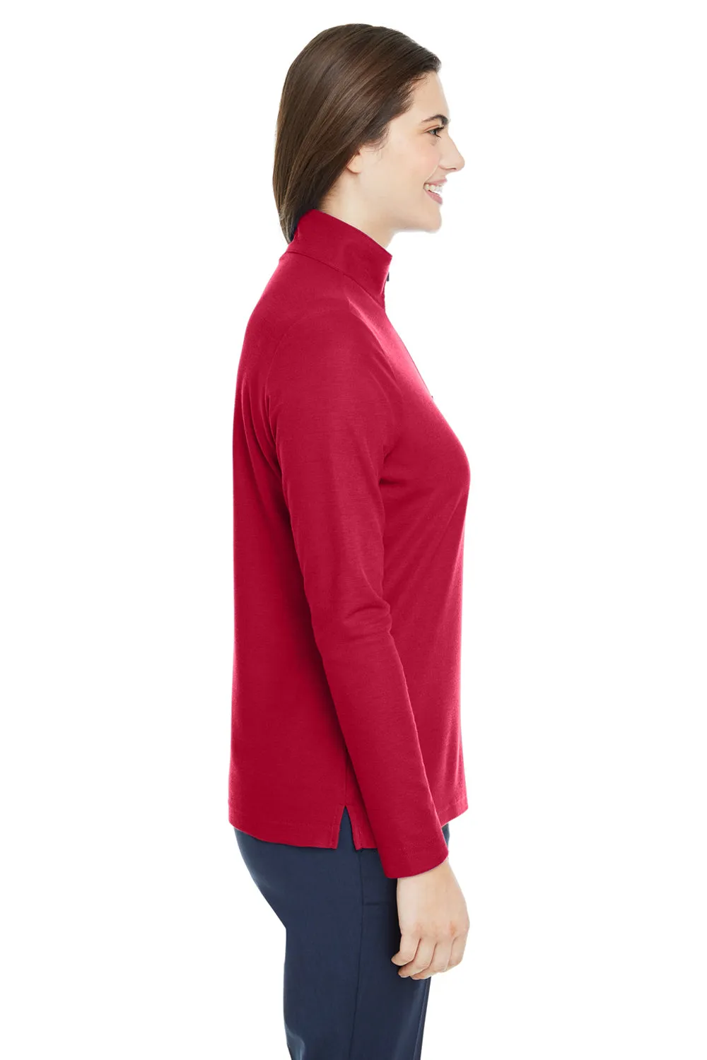 Core 365 Womens Fusion ChromaSoft Performance Moisture Wicking Pique 1/4 Zip Sweatshirt - Classic Red