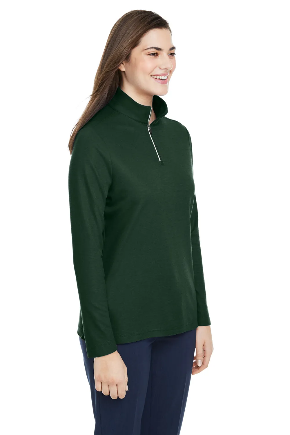 Core 365 Womens Fusion ChromaSoft Performance Moisture Wicking Pique 1/4 Zip Sweatshirt - Forest Green