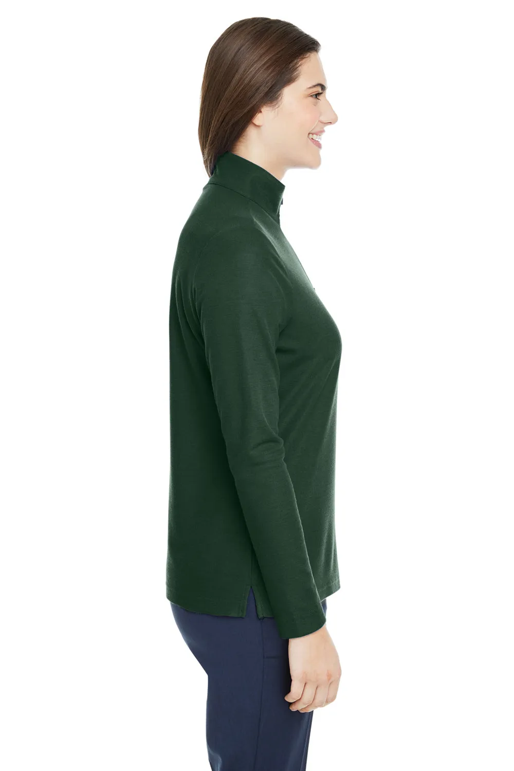 Core 365 Womens Fusion ChromaSoft Performance Moisture Wicking Pique 1/4 Zip Sweatshirt - Forest Green