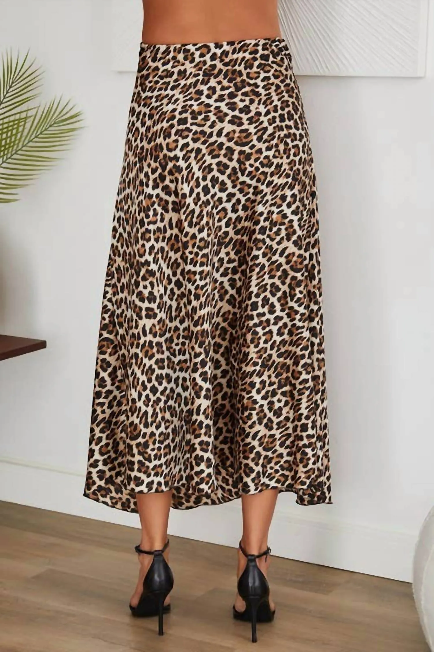 Corinne Maxi Satin Skirt In Leopard Print