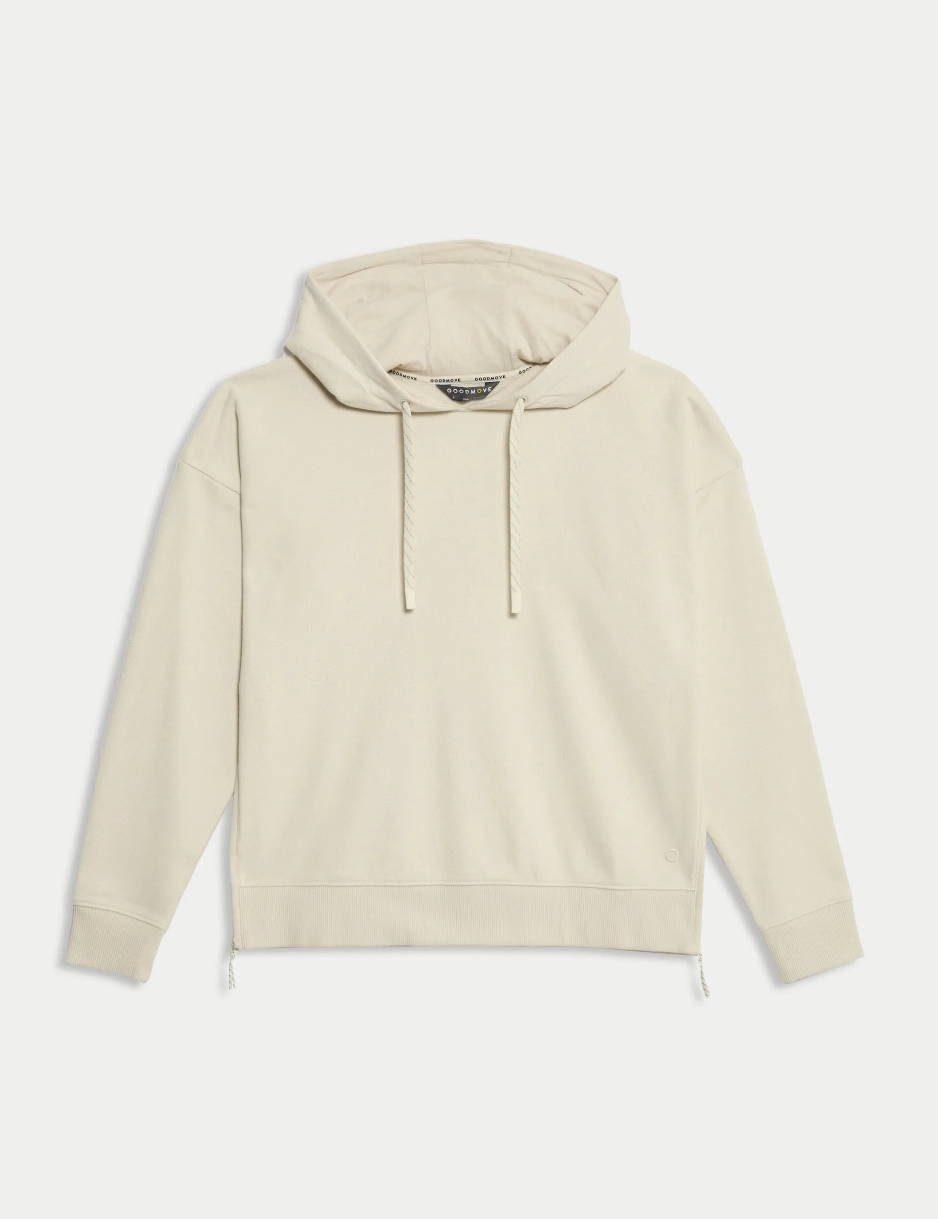 Cotton Rich Mesh Panel Relaxed Hoodie - Ivory
