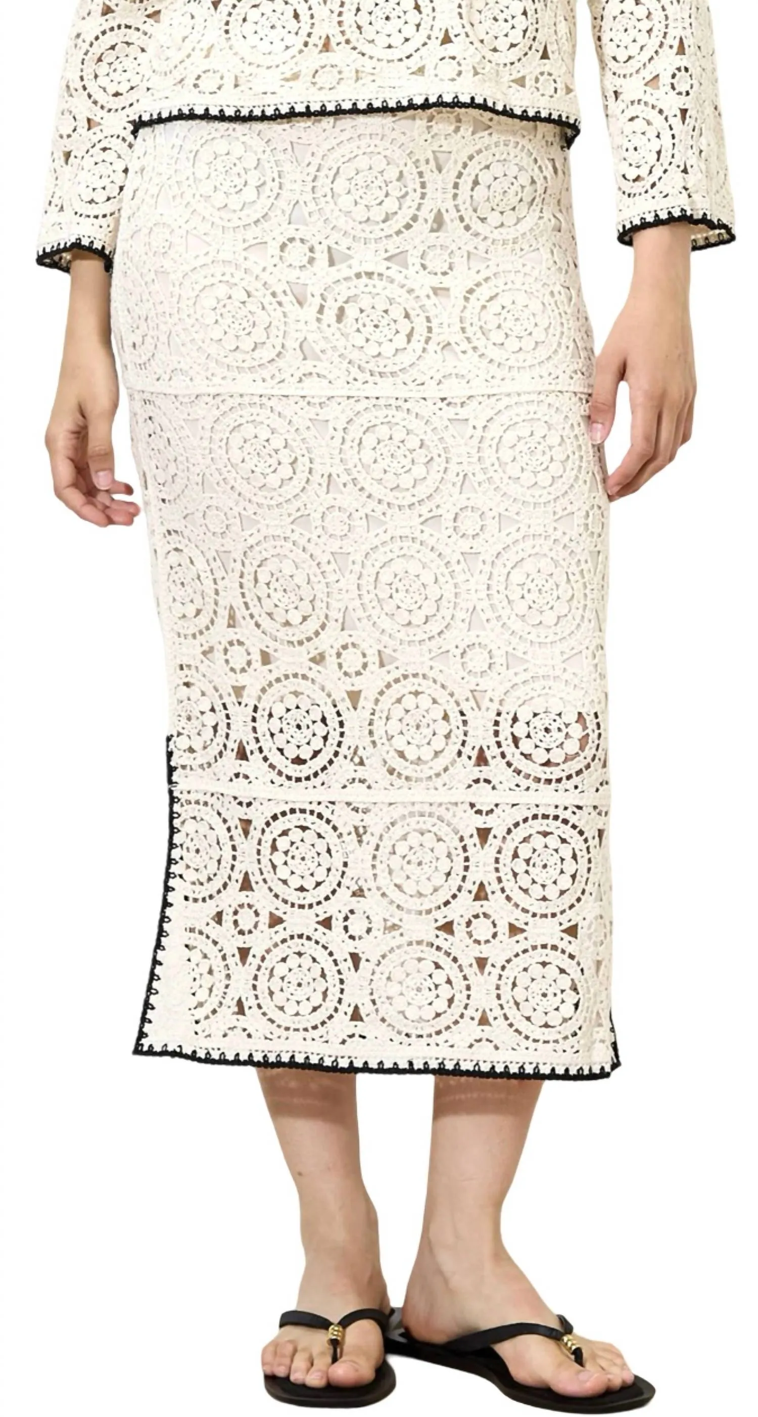 Crochet Midi Skirt In Stone
