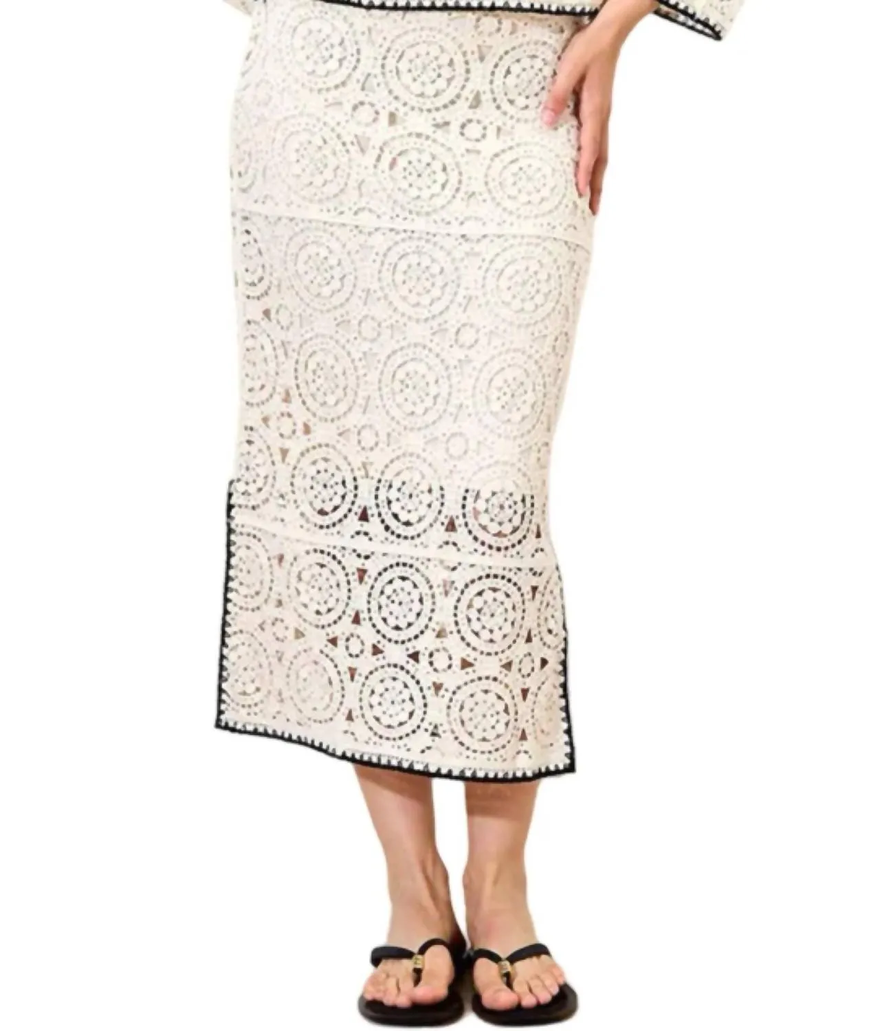 Crochet Midi Skirt In Stone