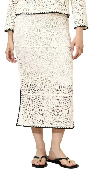 Crochet Midi Skirt In Stone