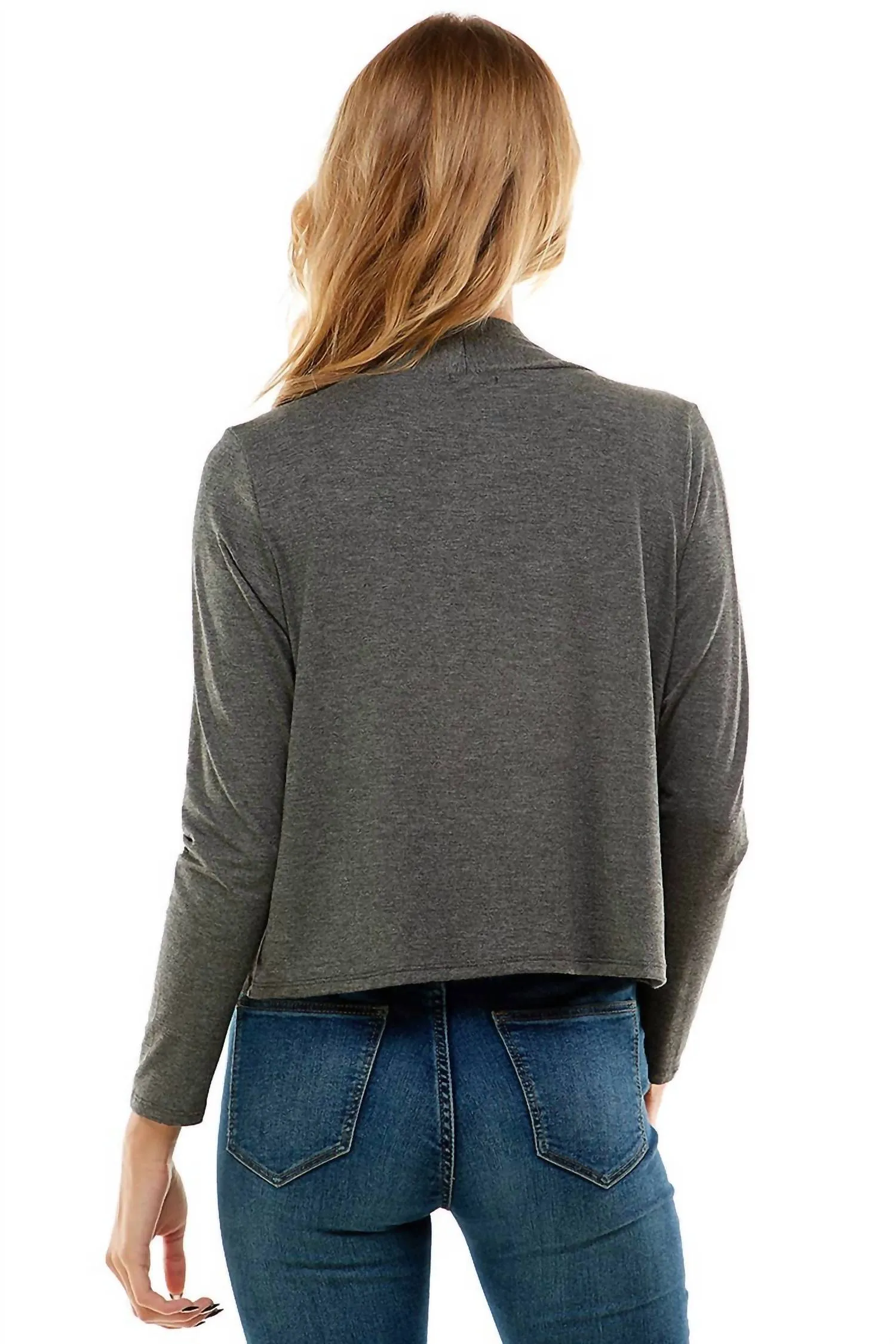 Cropped Cardigan In Charcoal