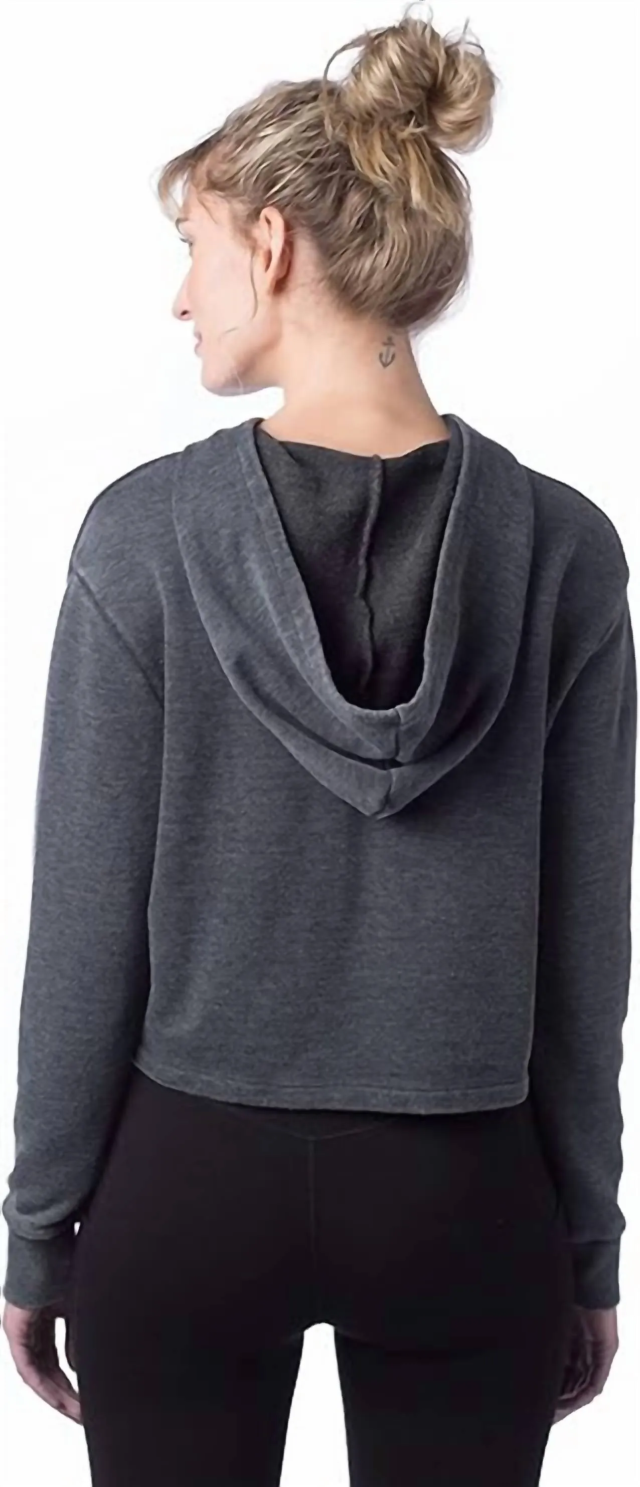 Cropped Hoodie In Washed Black