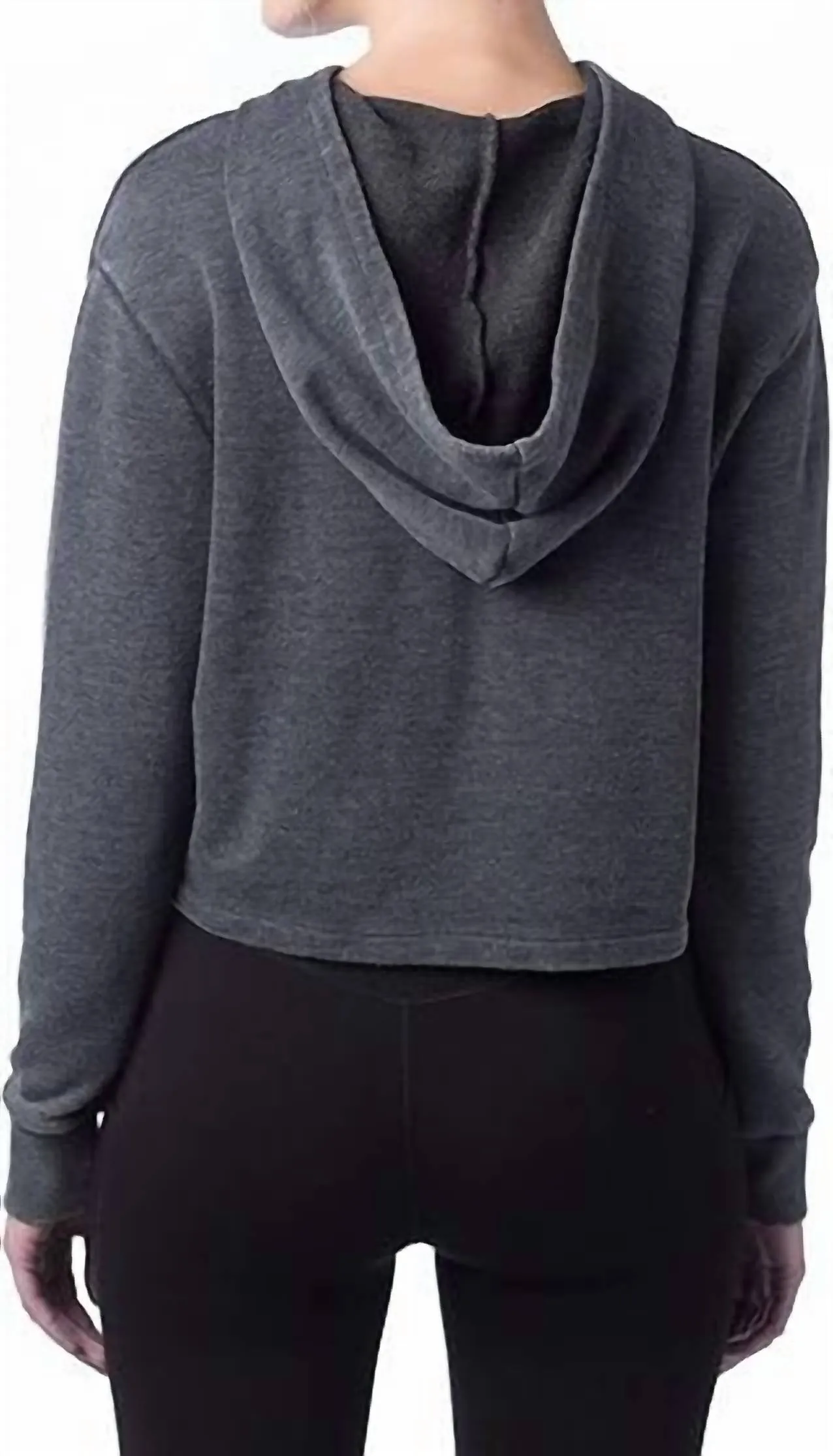 Cropped Hoodie In Washed Black