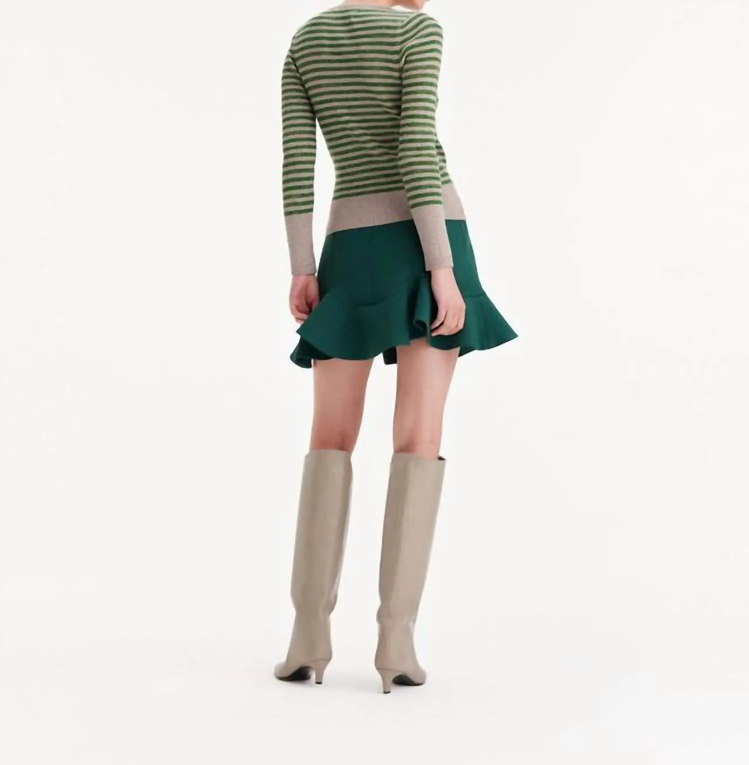 Daphne Scallop Flounce Skirt In Arctic Moss