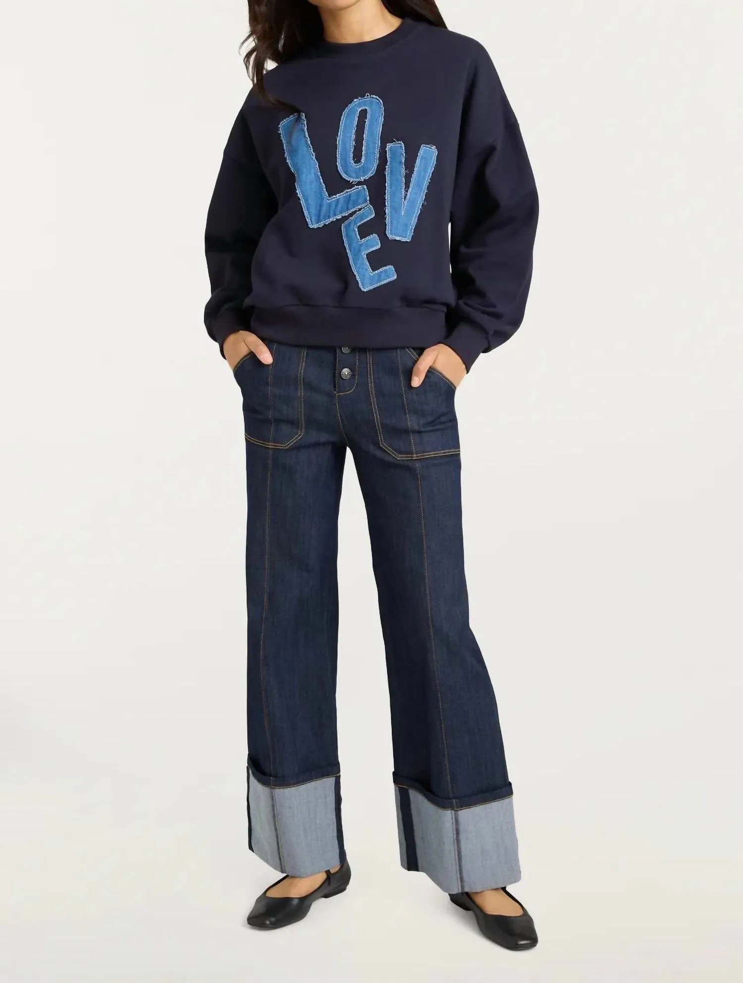 Denim Love Brandy Pullover In Navy