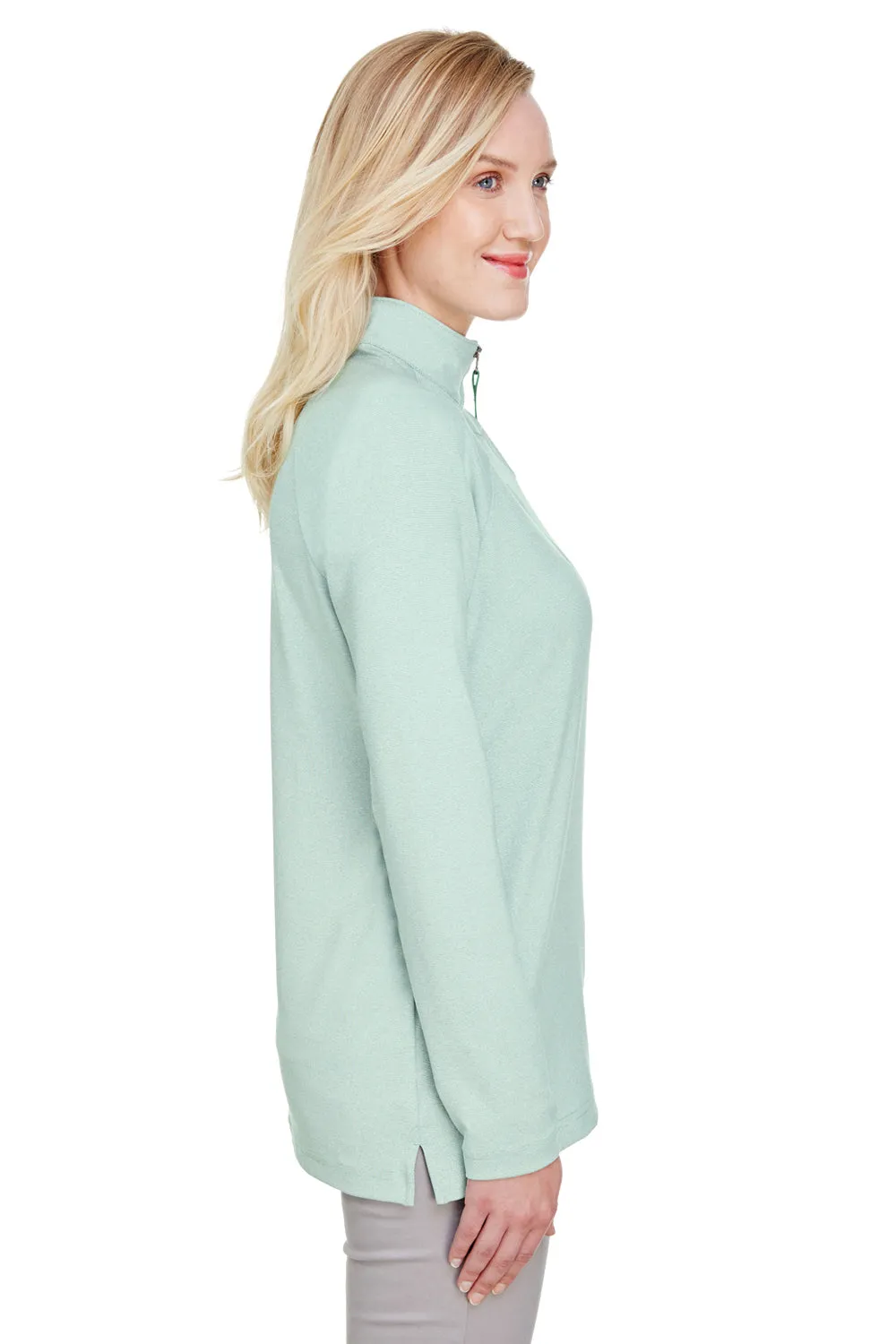 Devon & Jones Womens CrownLux Clubhouse Performance Moisture Wicking 1/4 Zip Sweatshirt - Kelly Green