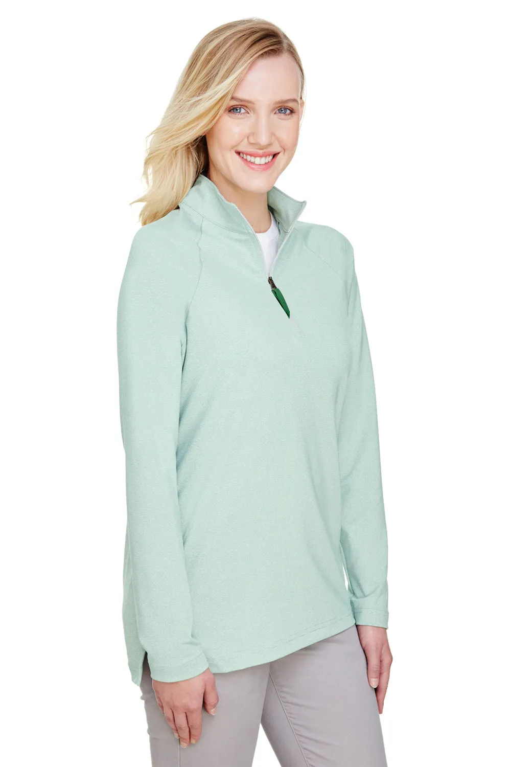 Devon & Jones Womens CrownLux Clubhouse Performance Moisture Wicking 1/4 Zip Sweatshirt - Kelly Green