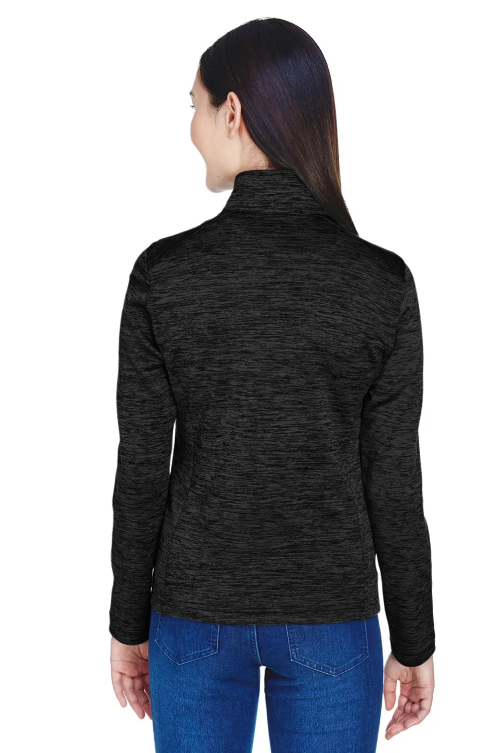 Devon & Jones Womens Newbury Fleece 1/4 Zip Sweatshirt w/ Pouch Pocket - Heather Black