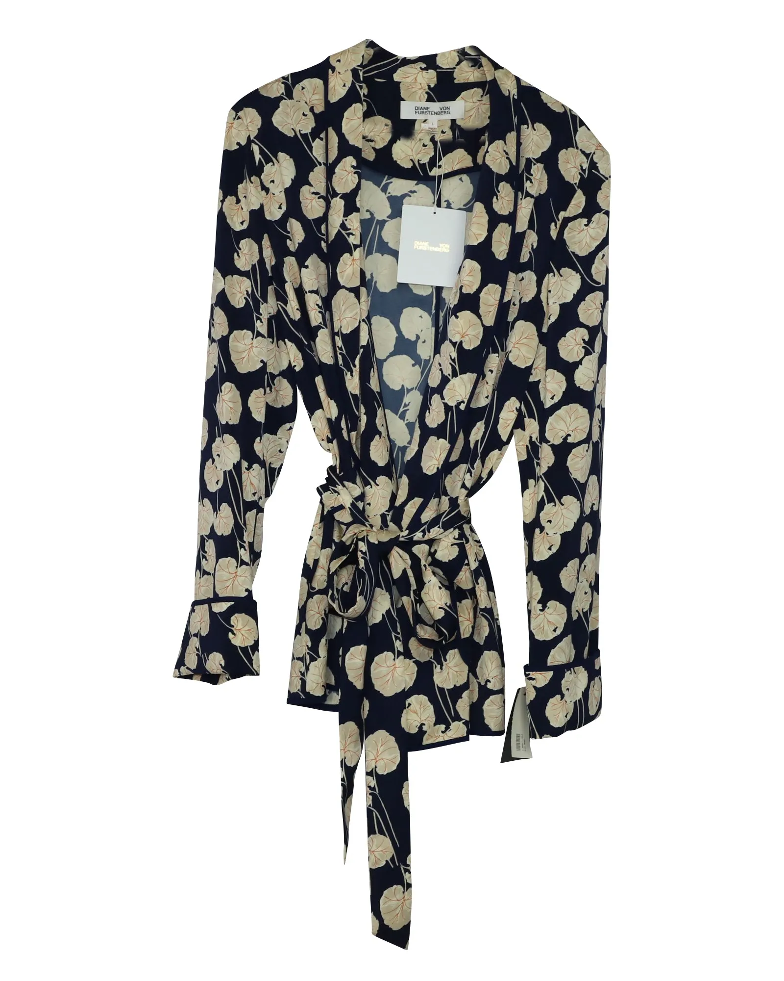Diane Von Furstenberg Kimono Wrap Jacket in Navy Blue Viscose