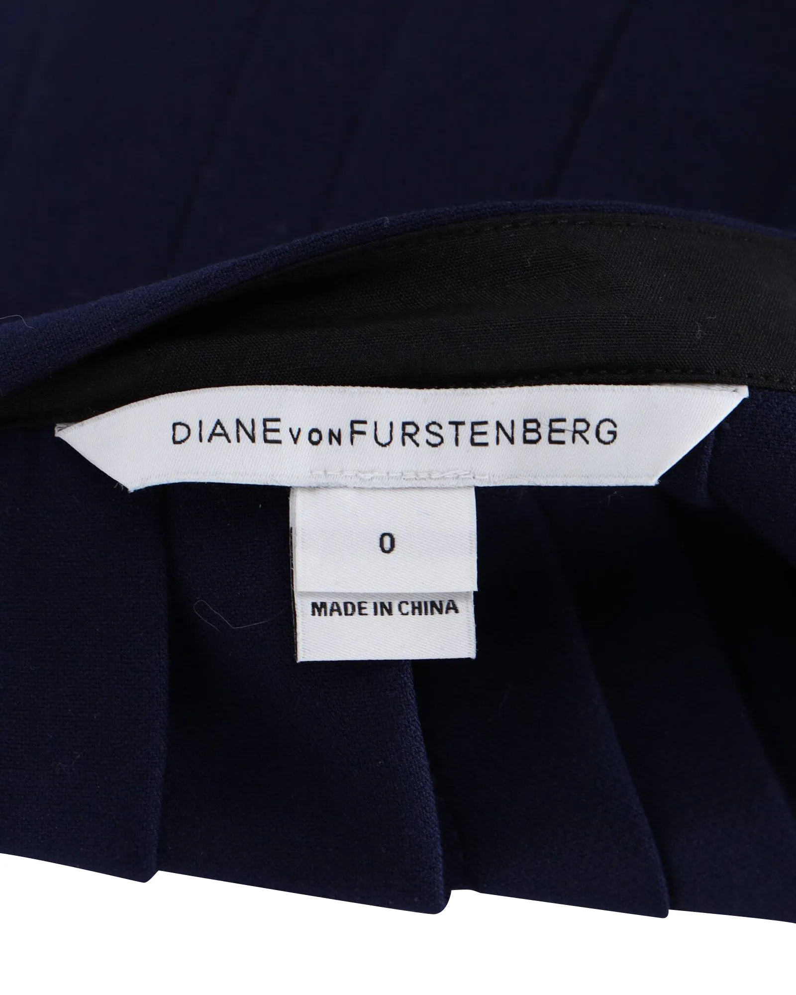 Diane Von Furstenberg Pleated-Back Knee-Length Skirt in Navy Blue Polyester