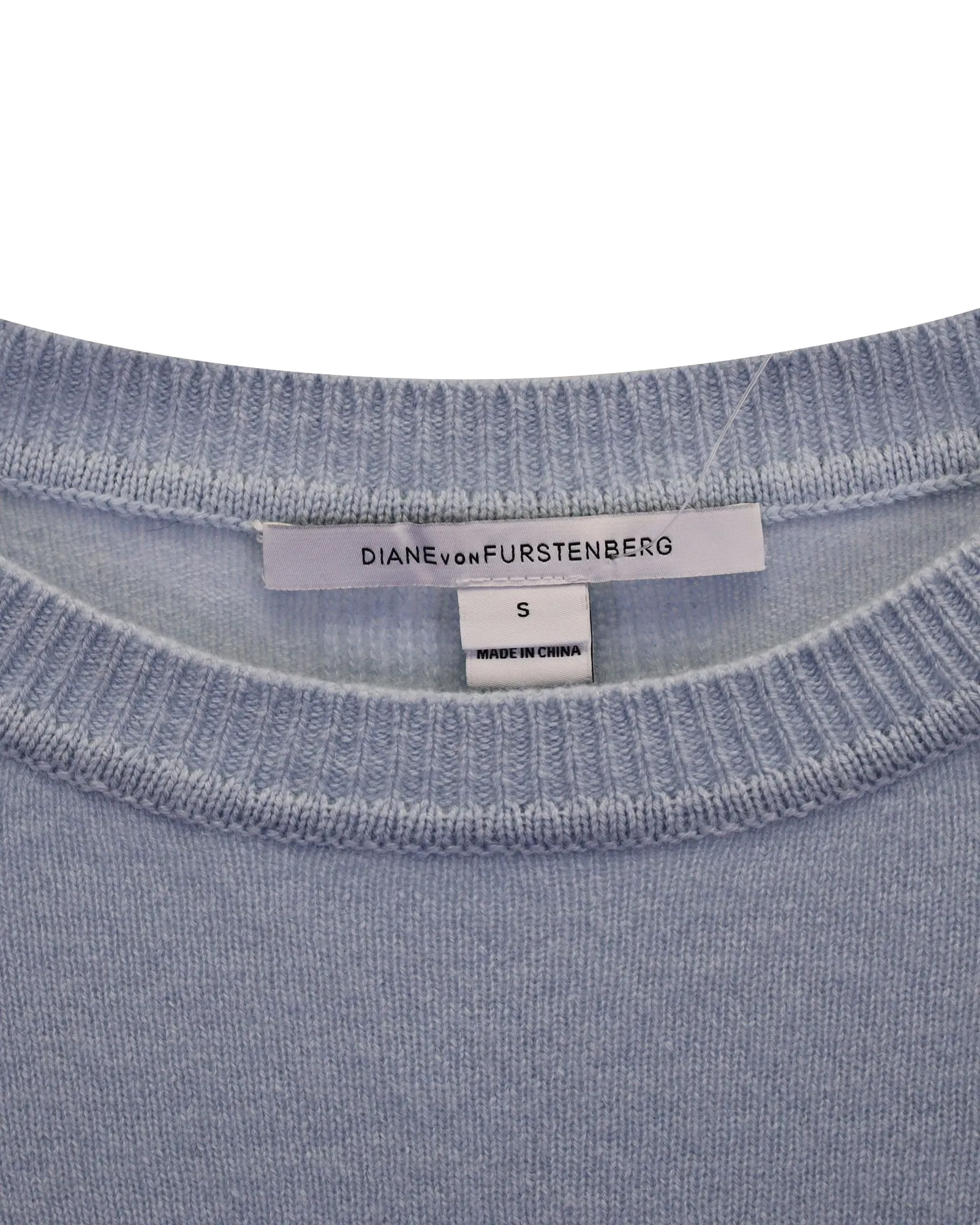 Diane Von Furstenberg Round-Neck Sweater in Light Blue Cashmere