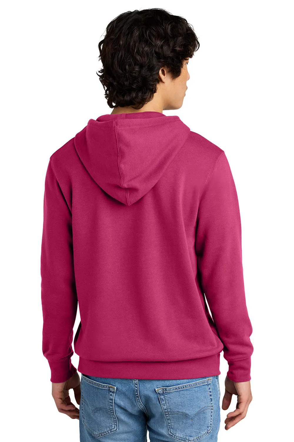 District Mens Very Important Fleece Hooded Sweatshirt Hoodie w/ Pouch Pocket - Dark Fuchsia Pink