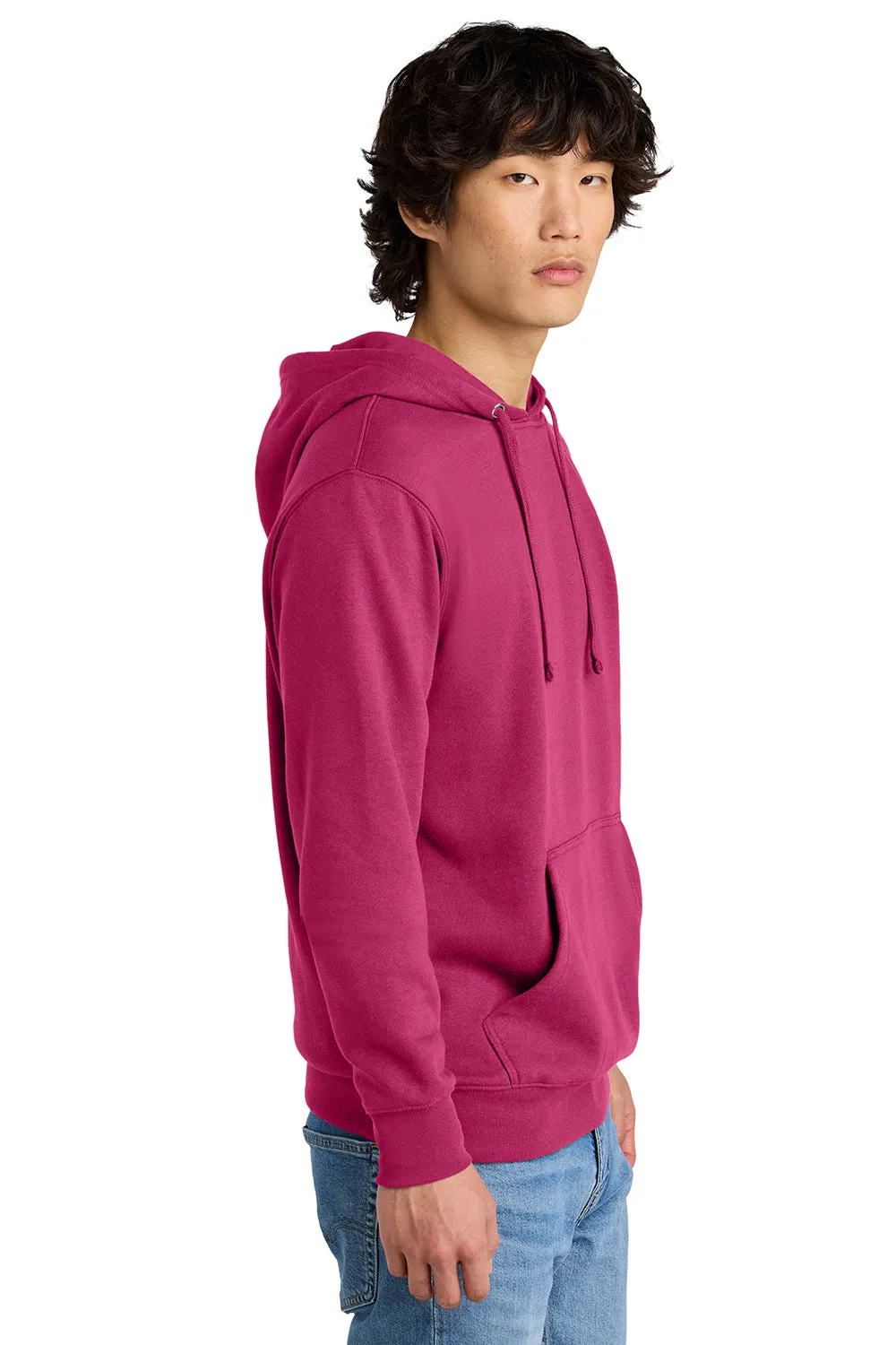 District Mens Very Important Fleece Hooded Sweatshirt Hoodie w/ Pouch Pocket - Dark Fuchsia Pink