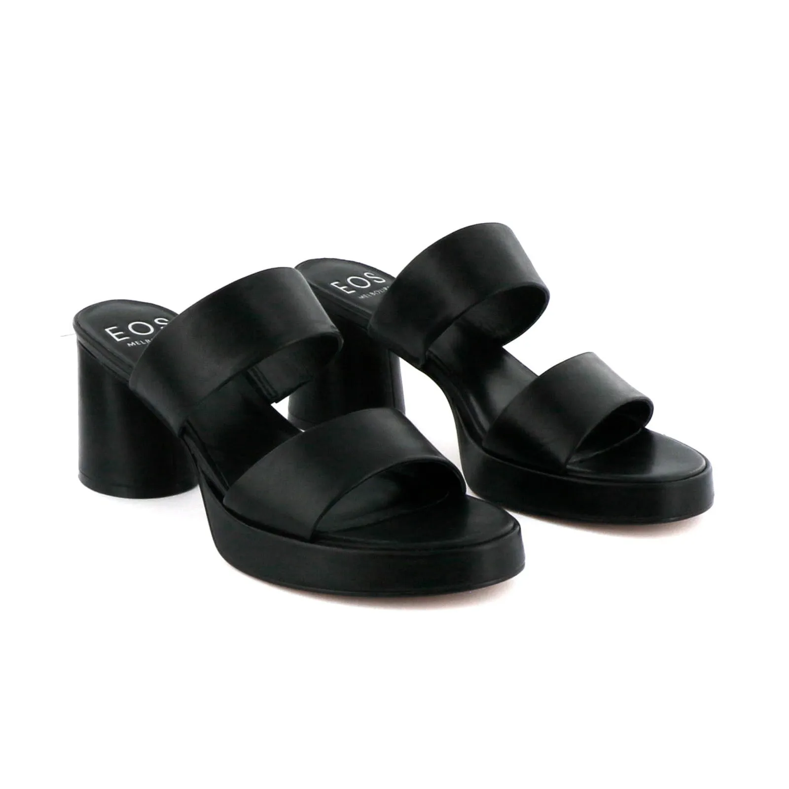 DORO LEATHER MULE HEEL SANDALS