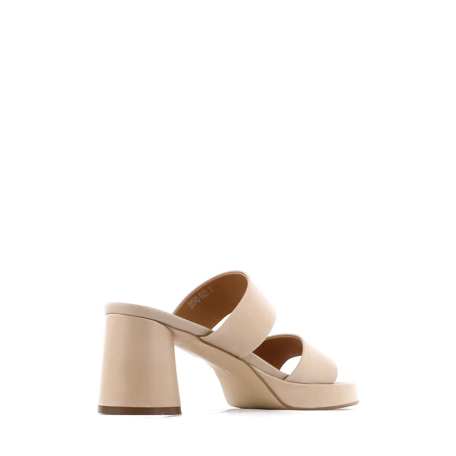 DORO LEATHER MULE HEEL SANDALS