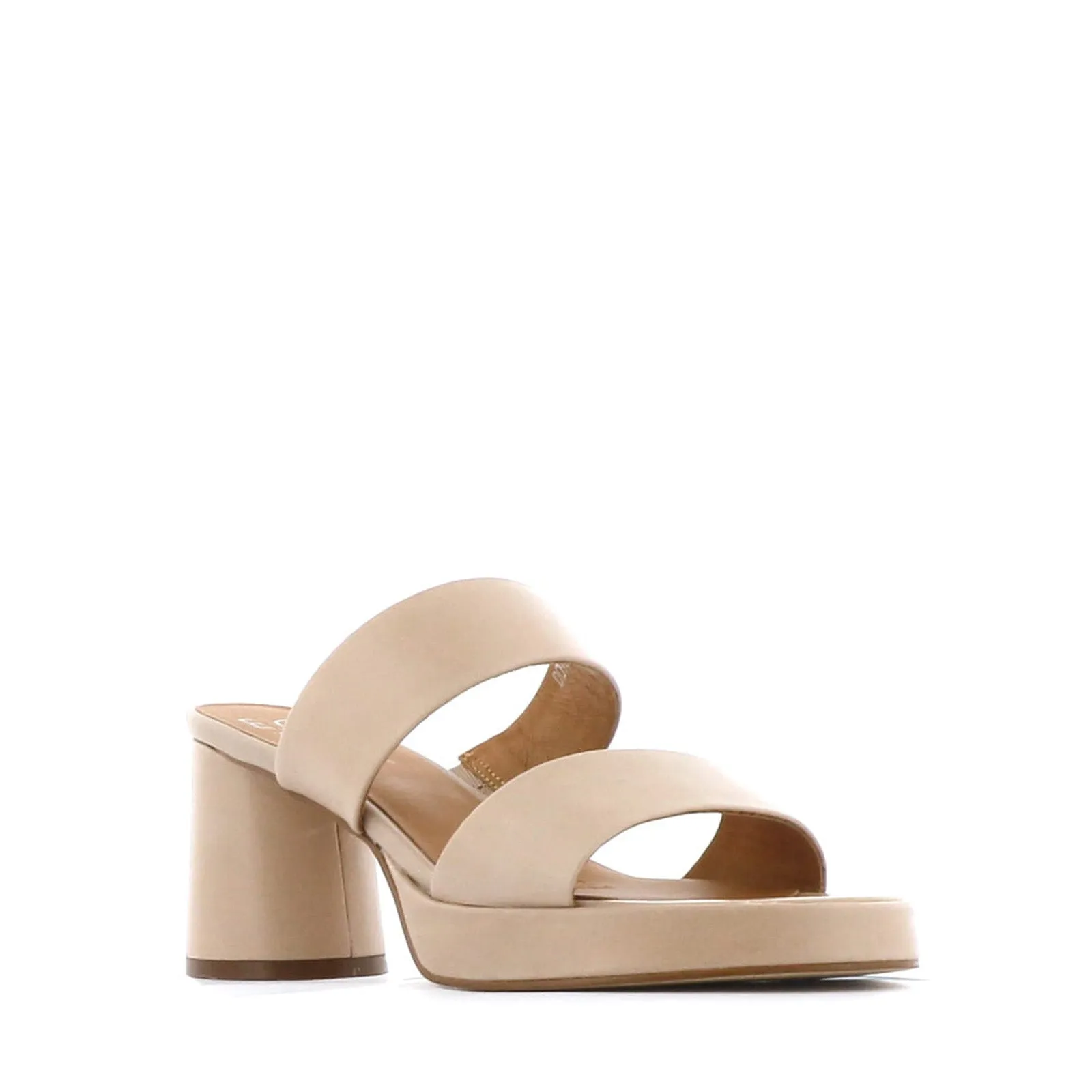 DORO LEATHER MULE HEEL SANDALS