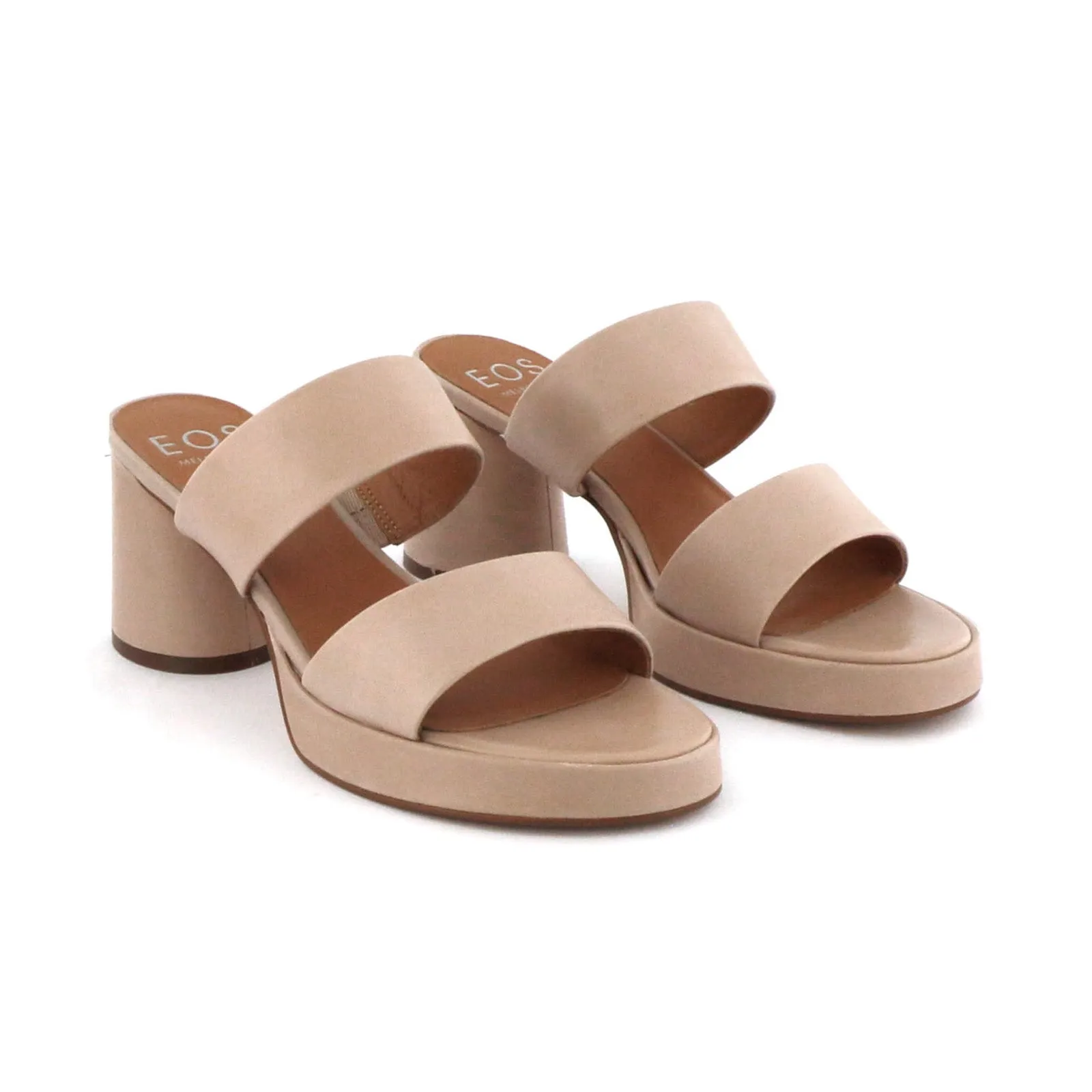DORO LEATHER MULE HEEL SANDALS