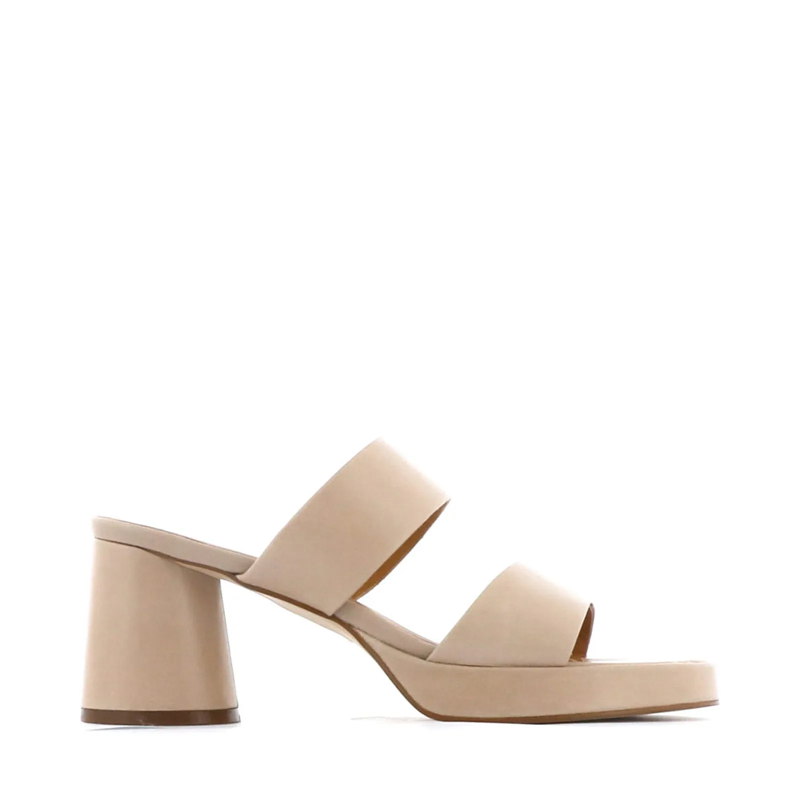 DORO LEATHER MULE HEEL SANDALS