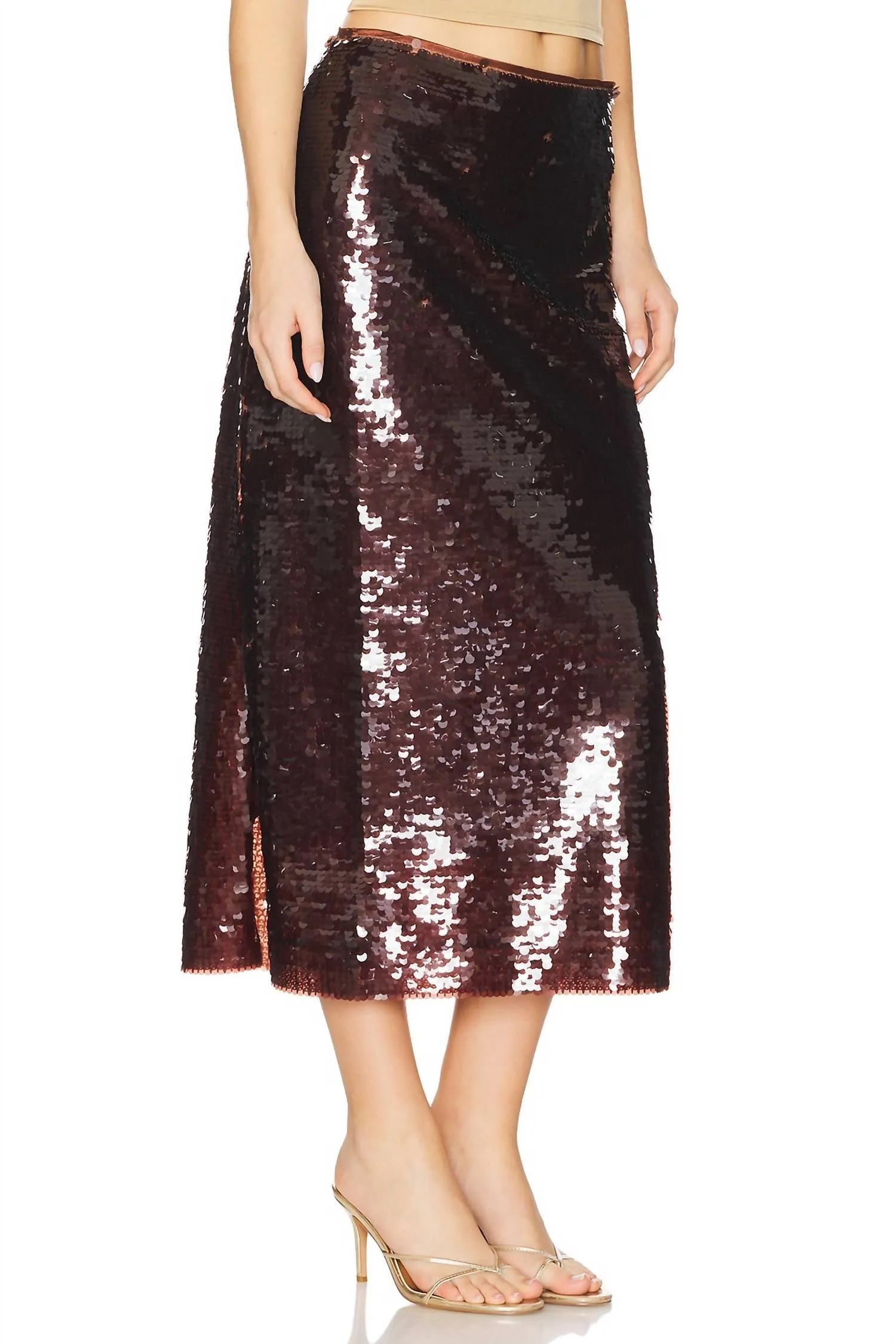 Dova Midi Skirt In Bronze