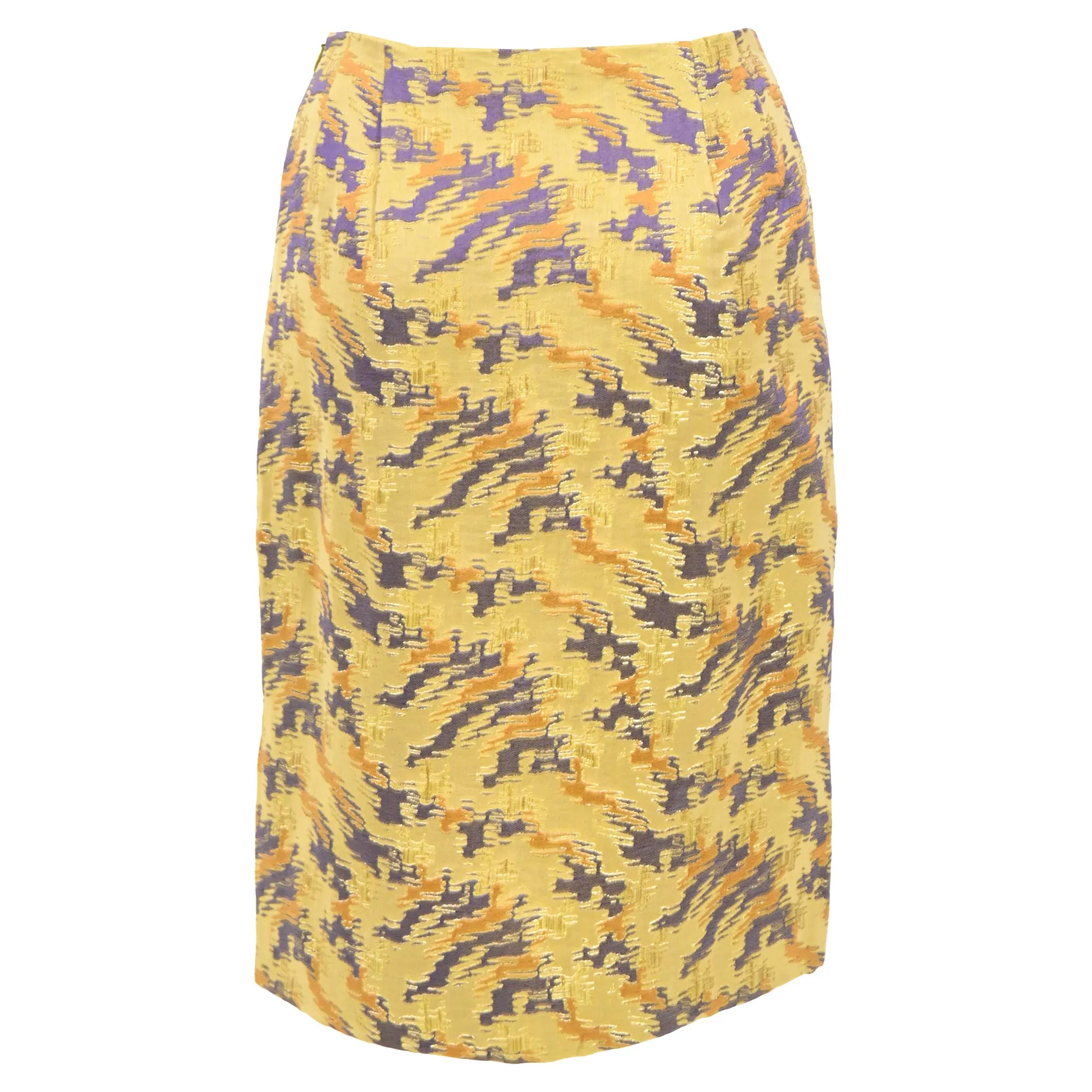 Dries Van Noten Printed Skirt in Yellow Viscose