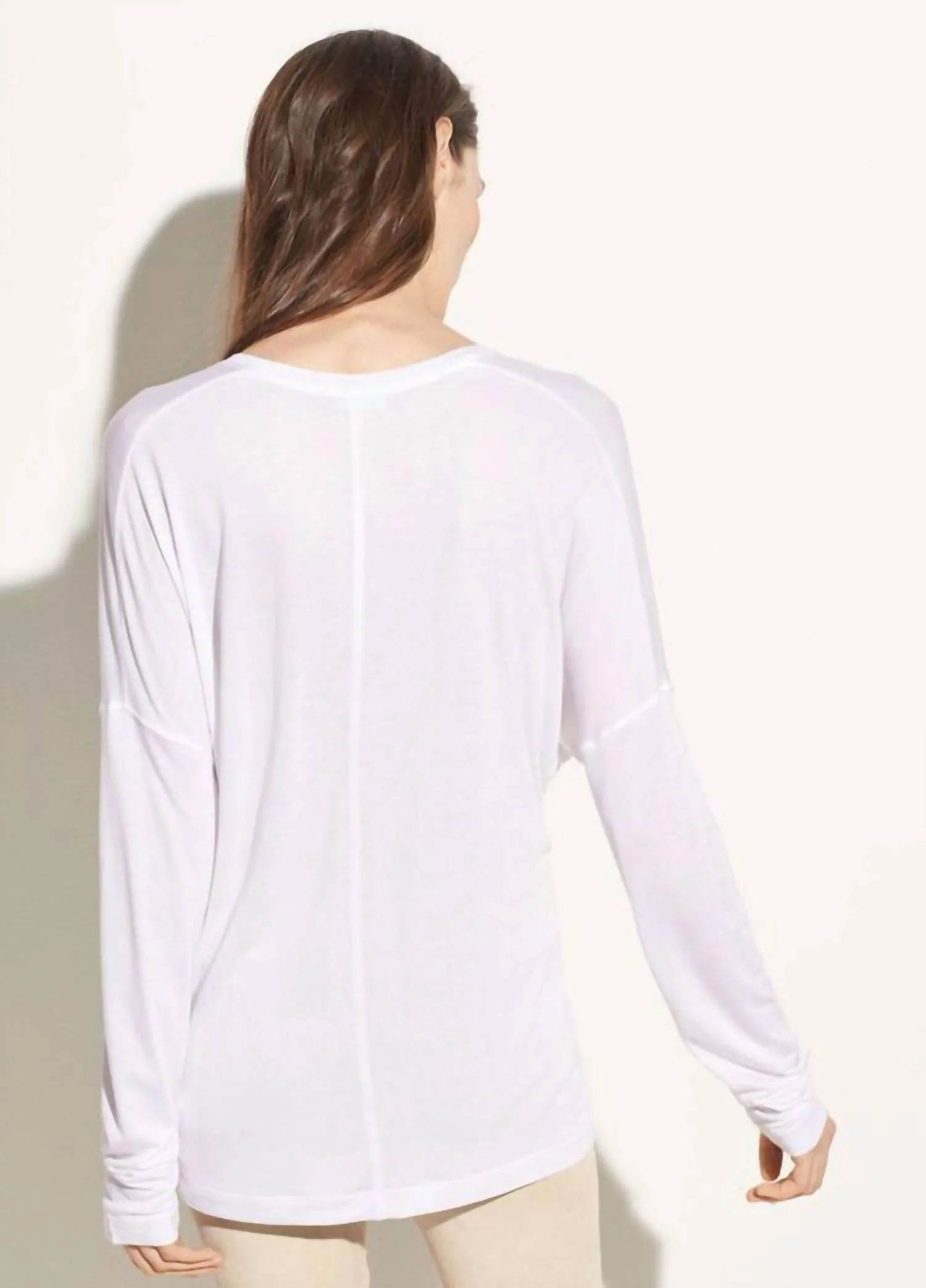 Drop Shoulder V-Neck Top In Off-White