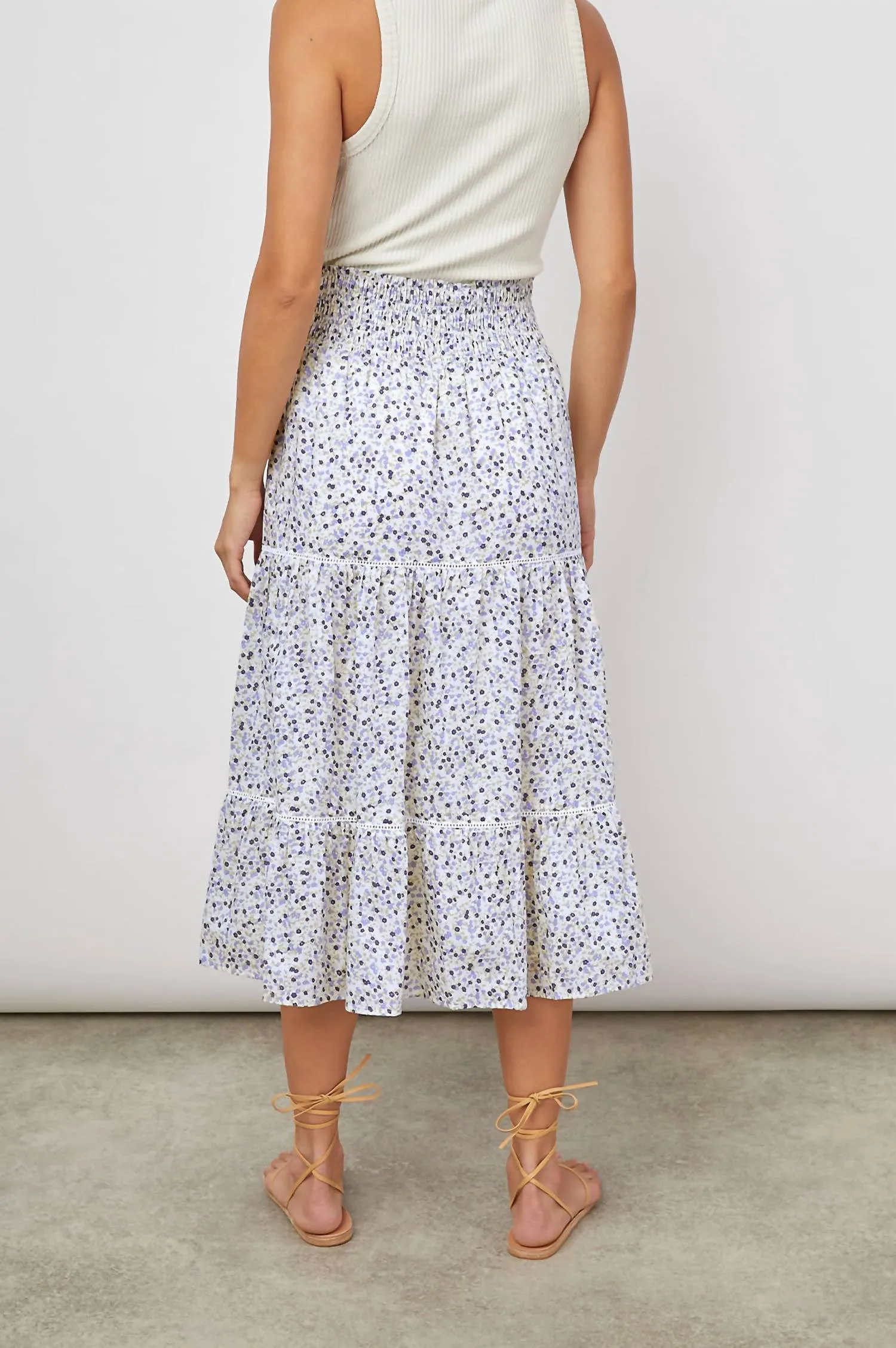 Edina Midi Skirt In Watercolor Buds
