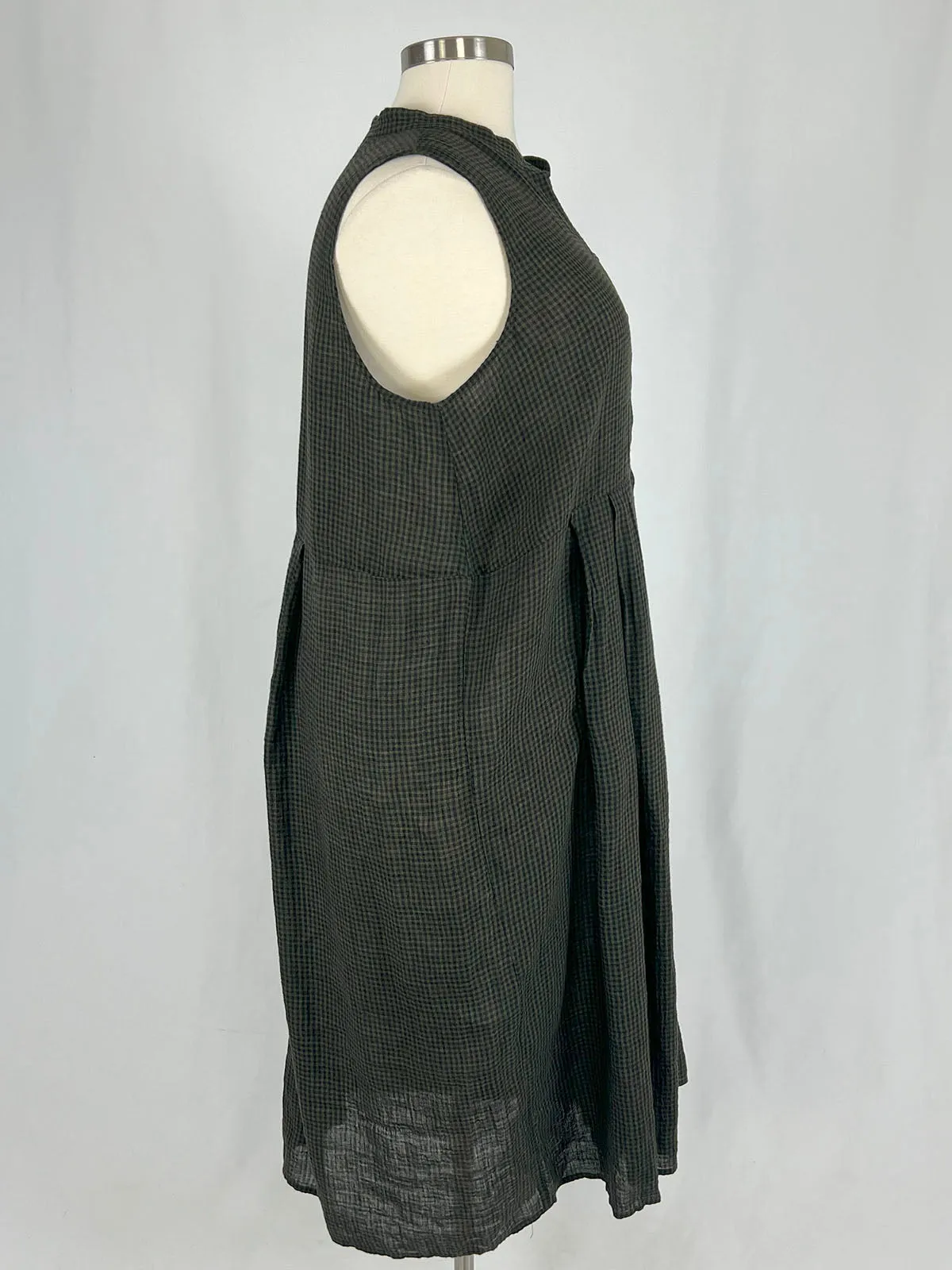 Eileen Fisher Size XL Black & Green Mini Checkered Dress