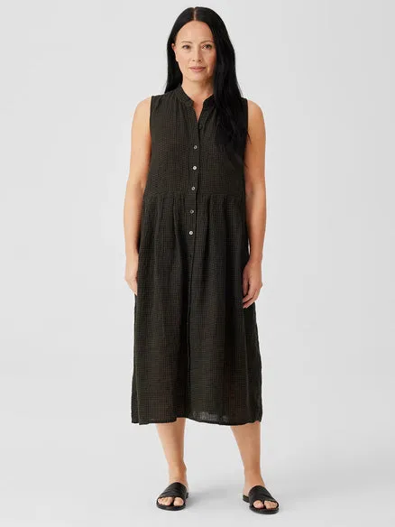 Eileen Fisher Size XL Black & Green Mini Checkered Dress