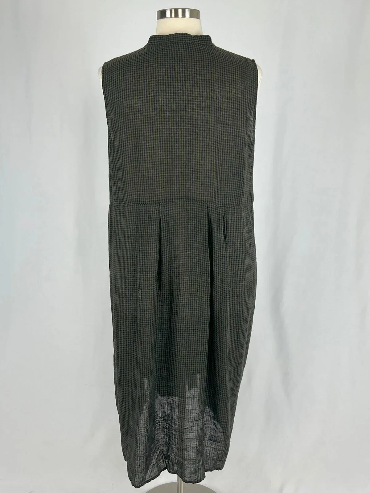 Eileen Fisher Size XL Black & Green Mini Checkered Dress