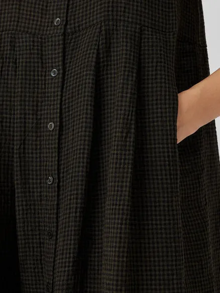 Eileen Fisher Size XL Black & Green Mini Checkered Dress