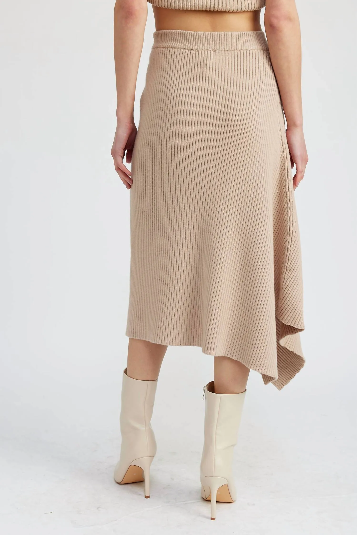 Elaine Ribbed Maxi Skirt In Taupe