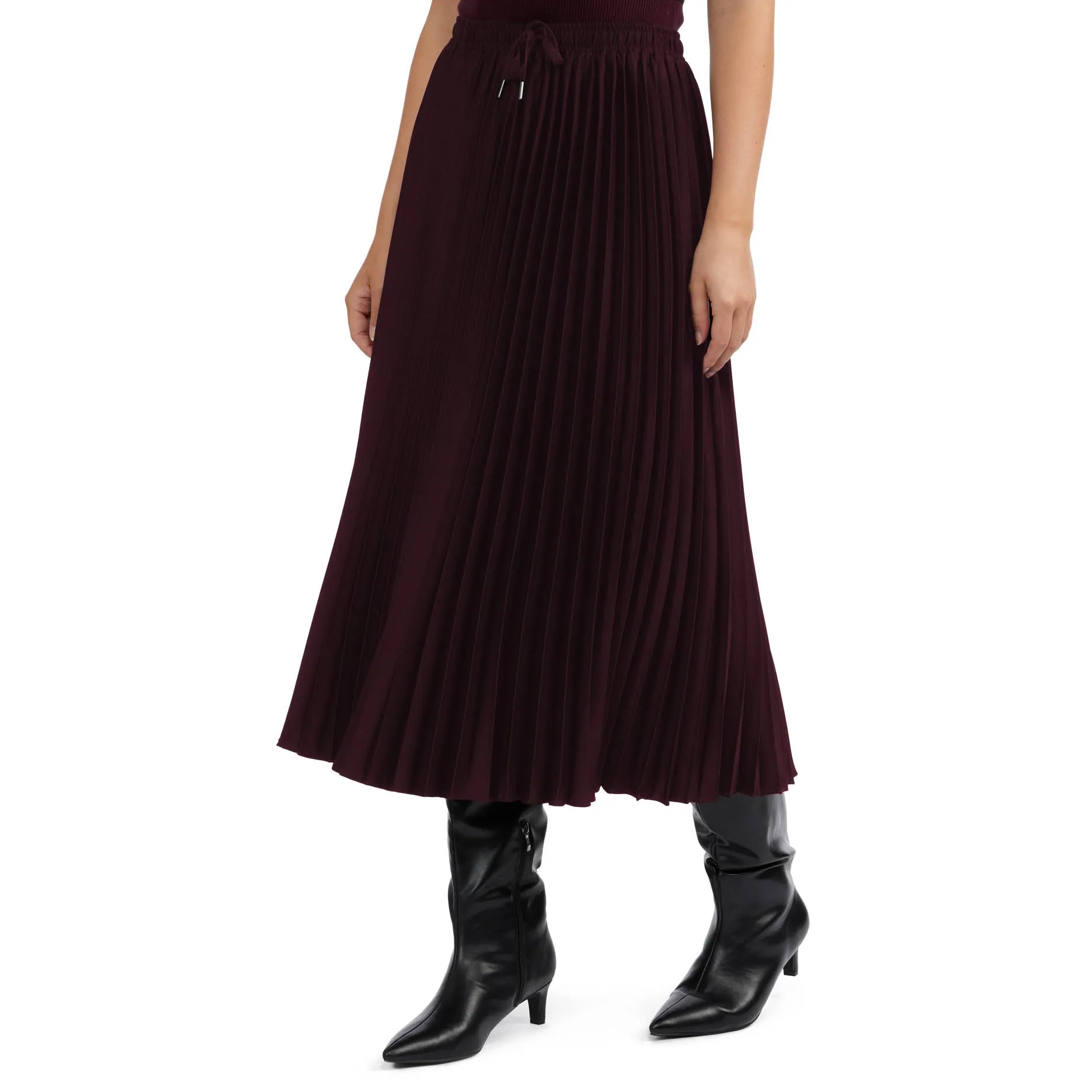 Ellen Tracy Women's Pleated Satin Midi Skirt